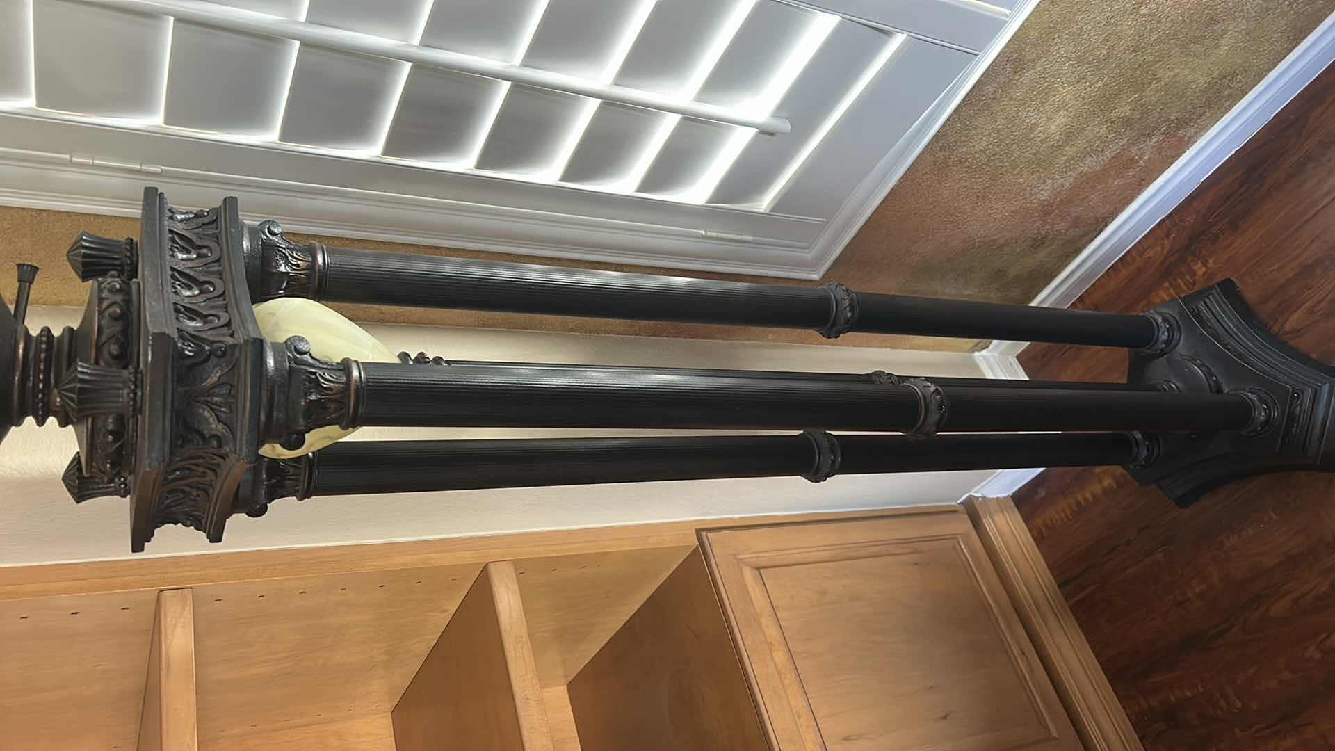 Photo 1 of GOTHIC-STYLE BRONZE TORCHIERE FLOOR LAMP, H 6’