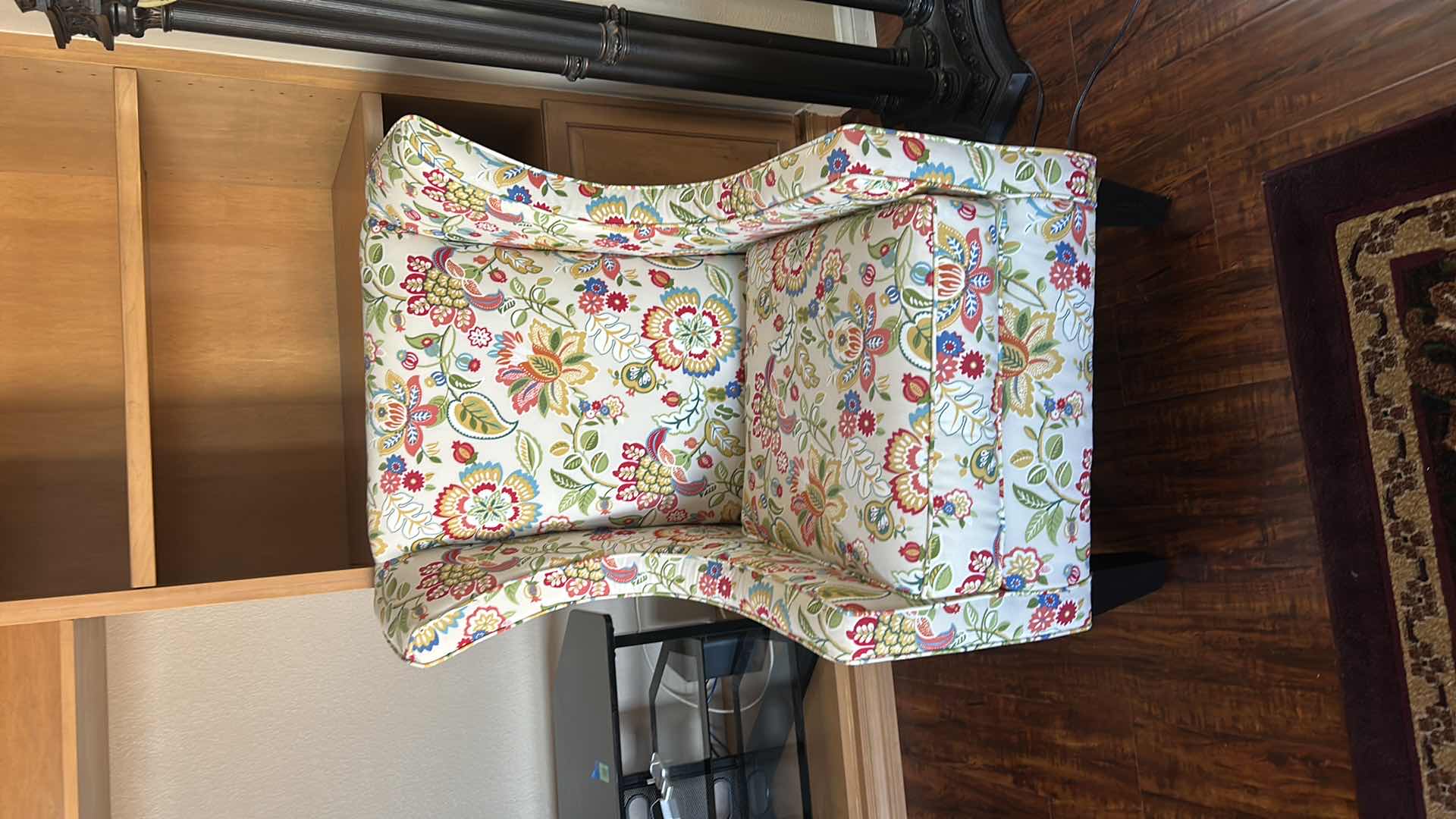 Photo 1 of FLORAL PATTERNED WINGBACK ACCENT ARMCHAIR, 33“ x 34“ x H42 1/2“