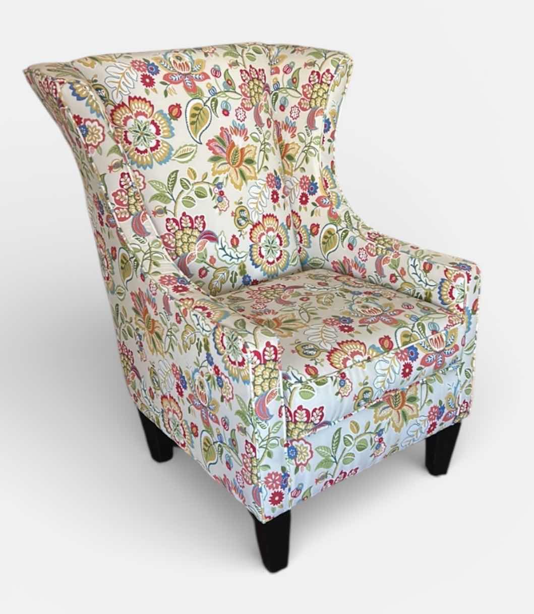 Photo 1 of FLORAL PATTERNED WINGBACK ACCENT ARMCHAIR, 33“ x 34“ x H42 1/2“