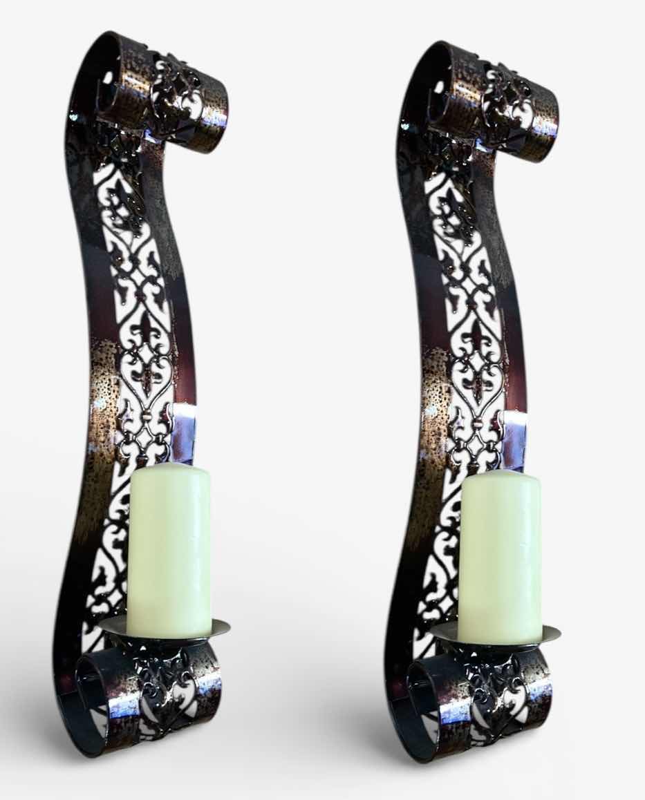 Photo 1 of 2 BROWN METAL WALL SCONCES H25”