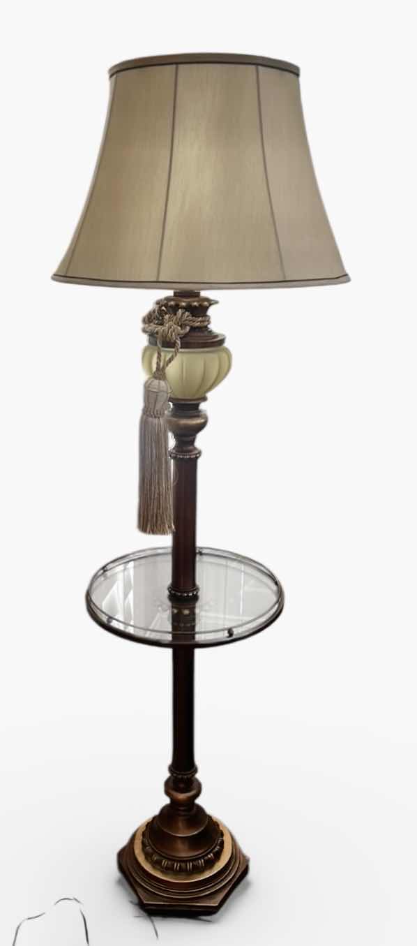 Photo 1 of HYDE PARK RUSTIC VINTAGE FLOOR LAMP WITH A BUILT-IN GLASS TRAY. 15 1/2” x H 65”
