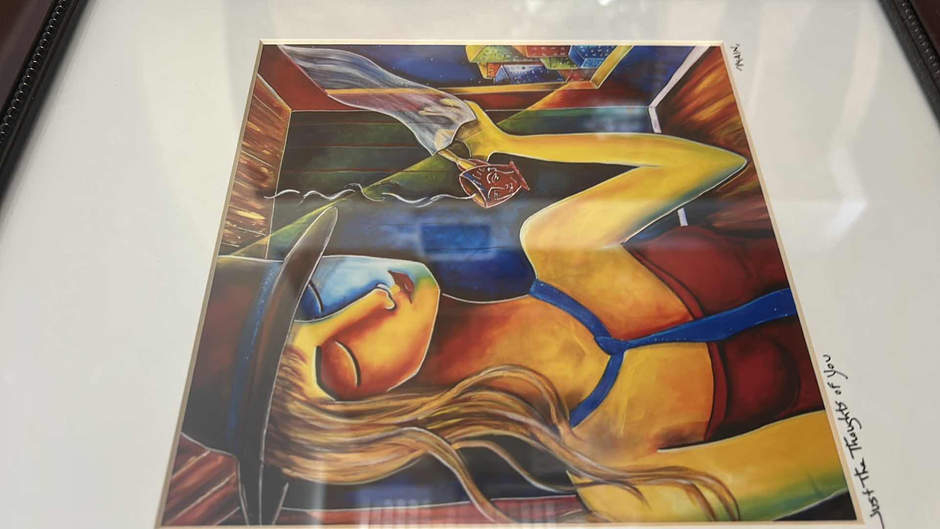 Photo 1 of FRAMED PRINT OF THE PAINTING “JUST THE THOUGHT OF YOU” BY ARTIST JENNIFER MAIN. ARTWORK 13 1/2” x H16 1/2”