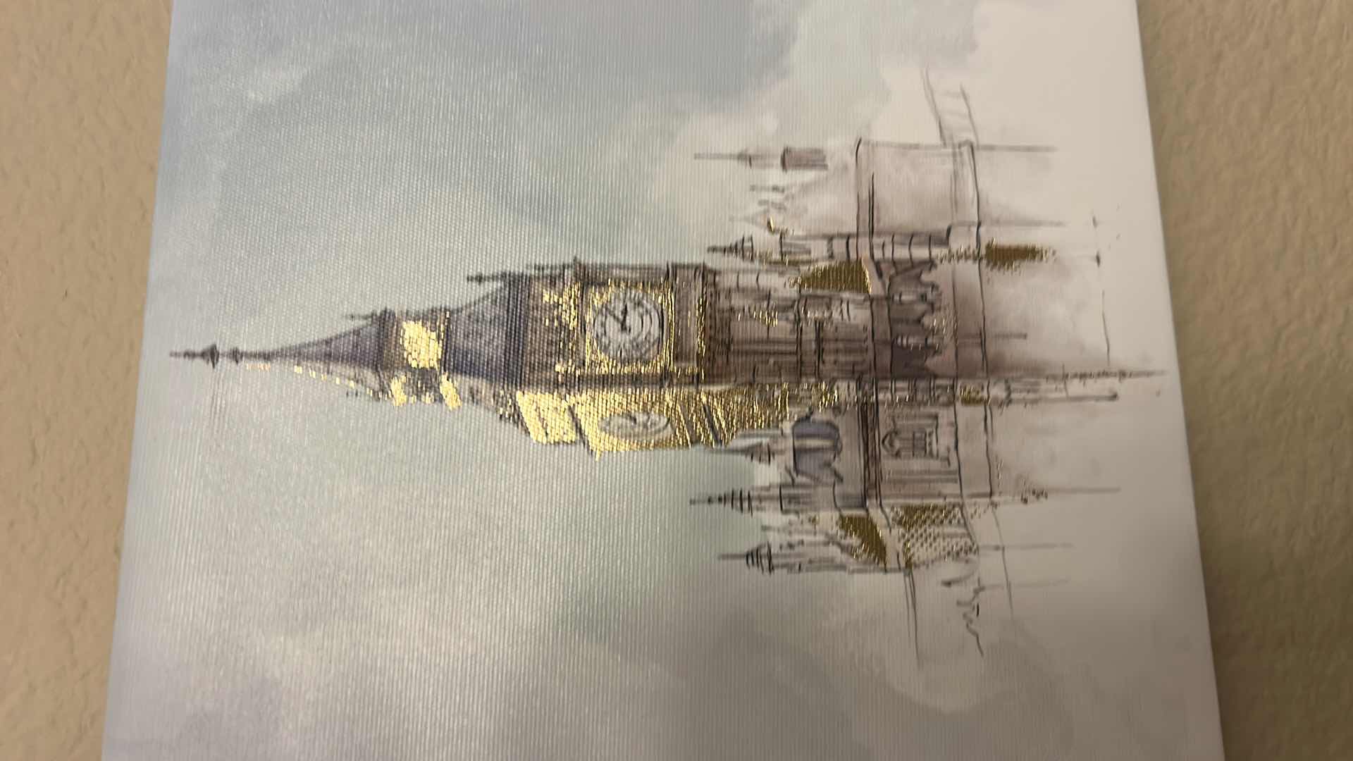 Photo 1 of 2 SMALL STRETCHED CANVAS ARTWORK PRINTS, EIFEL TOWER AND BIG BEN 8” x 8”