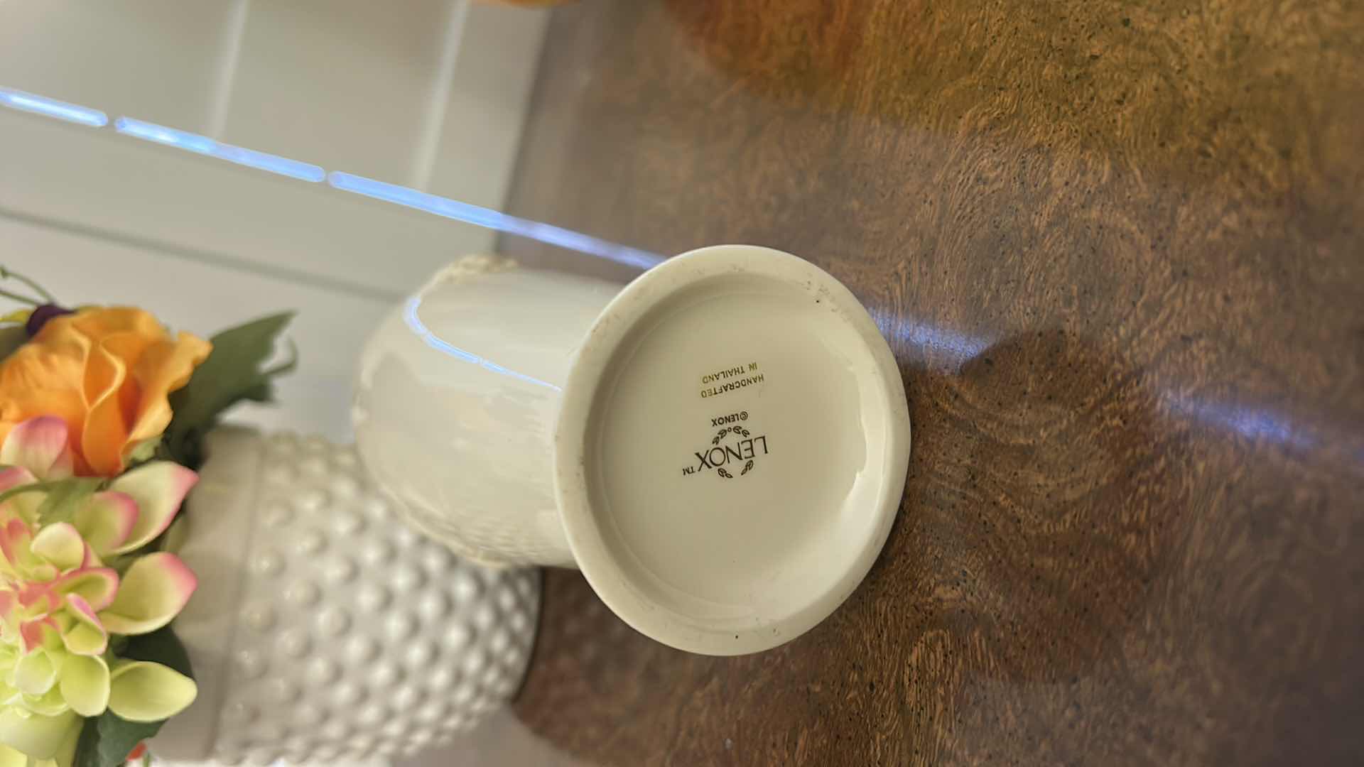 Photo 1 of 3 PC HOME DECOR, LENOX PORCELAIN VASE H12”, GLASS VASE AND FLORAL