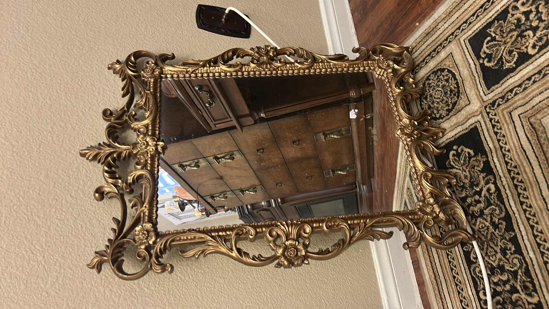 Photo 1 of VINTAGE RESIN ORNATE GILT FRAMED MIRROR 19” x H 29”