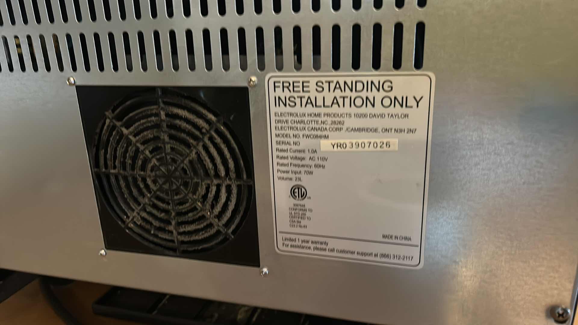 Photo 1 of ELECTROLUX FREESTANDING COUNTER TOP WINE FRIDGE