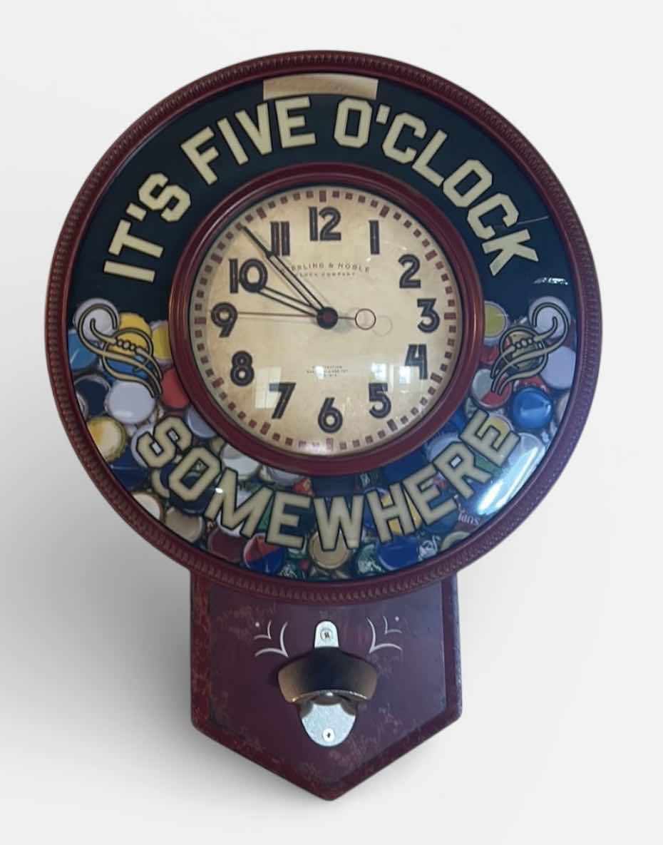 Photo 1 of IT’S 5 O’CLOCK SOMEWHERE METAL WALL CLOCK H19”