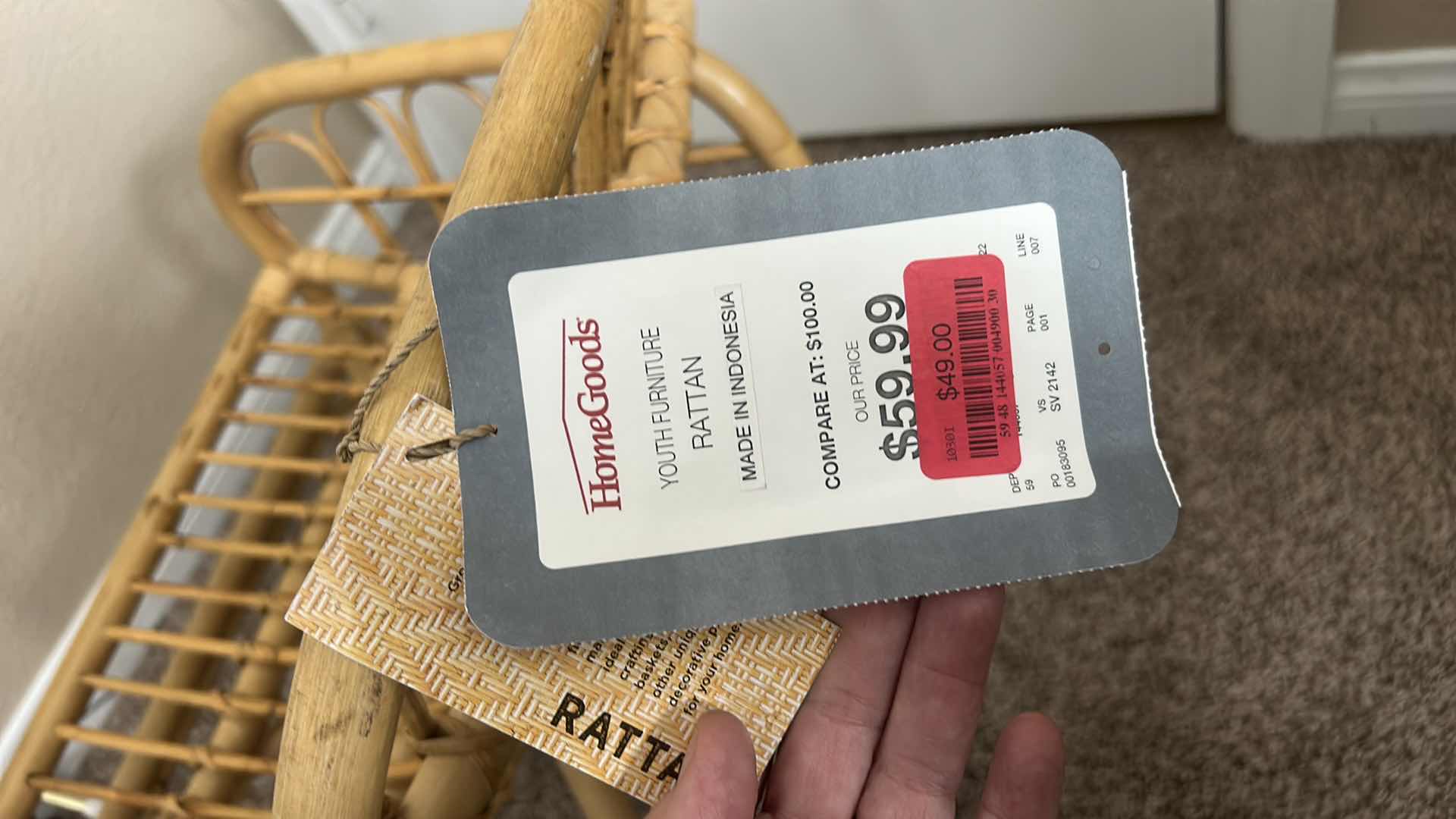 Photo 1 of CHILDS RATTAN CHAIR H21”