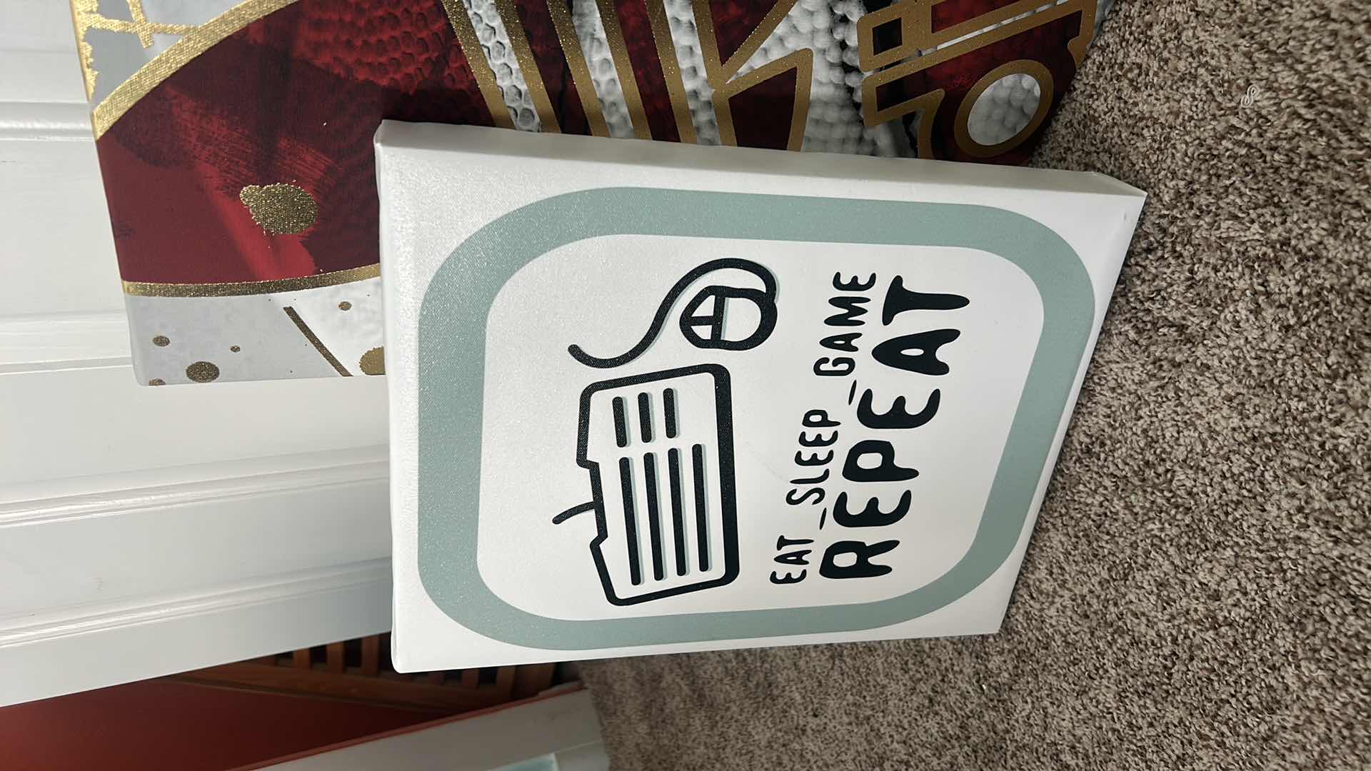 Photo 1 of 2 BOYS ROOM STRETCHED CANVAS ARTWORK AND TV WALL MOUNT (LARGEST ARTWORK 18” x 18”)