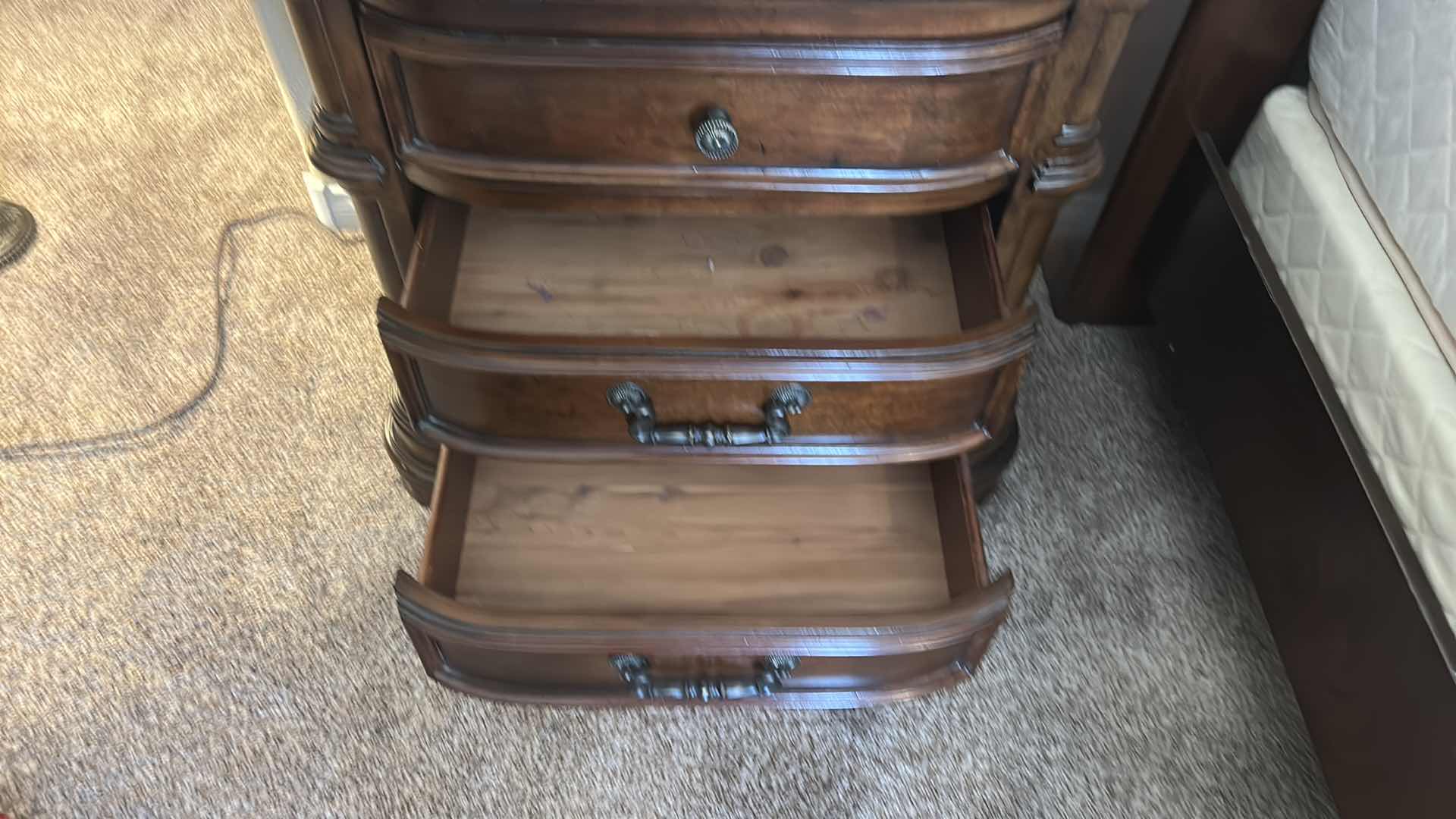 Photo 1 of SIGNATURE DESIGN ASHLEY FURNITURE WOOD 3 DRAWER NIGHTSTAND, 2 DRAWERS ARE CEDAR LINED 29 1/2” x 17” x H30”