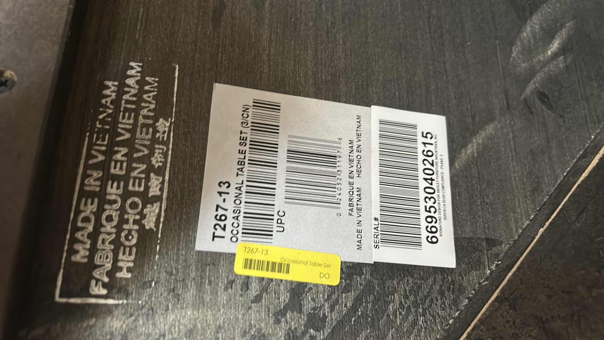 Photo 1 of ROUND WOOD COCKTAIL TABLE WITH BLACK LEGS 3’ X H20”