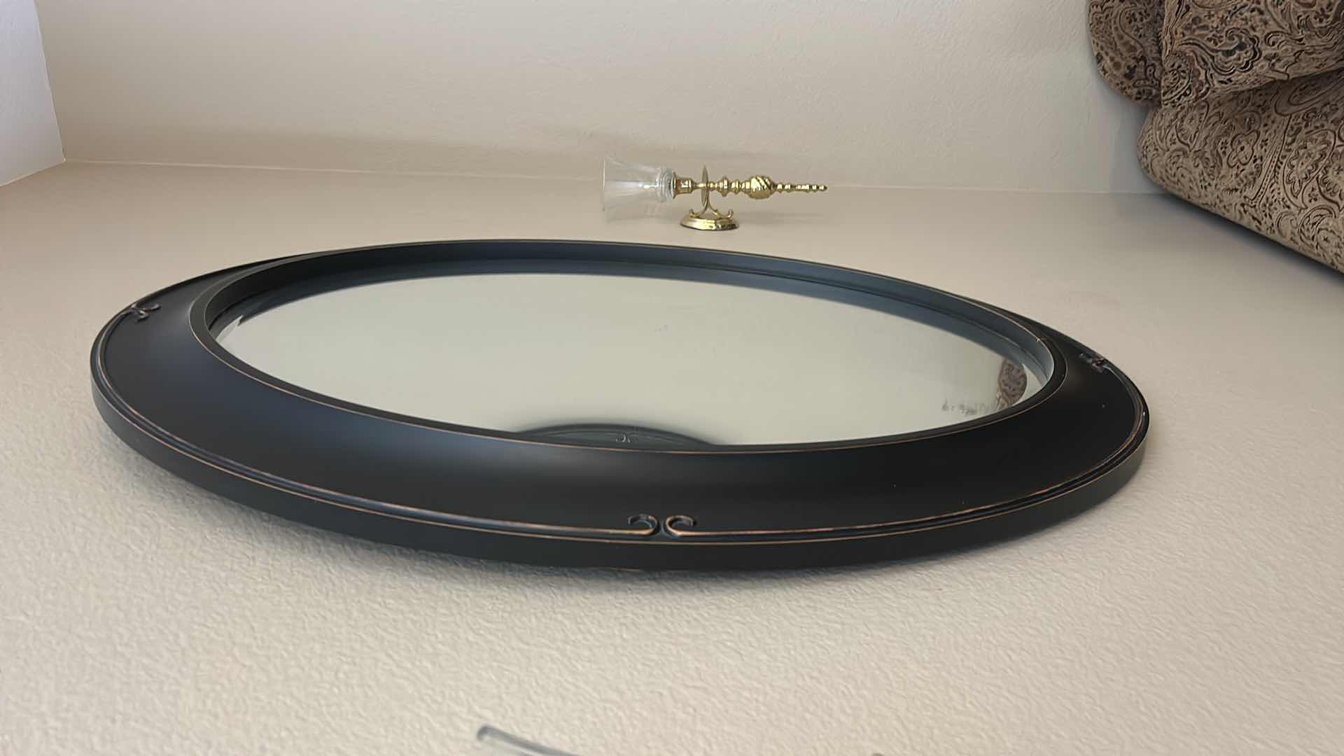 Photo 1 of RESIN FRAMED OVAL BEVELED GLASS MIRROR 28“ x H 38“