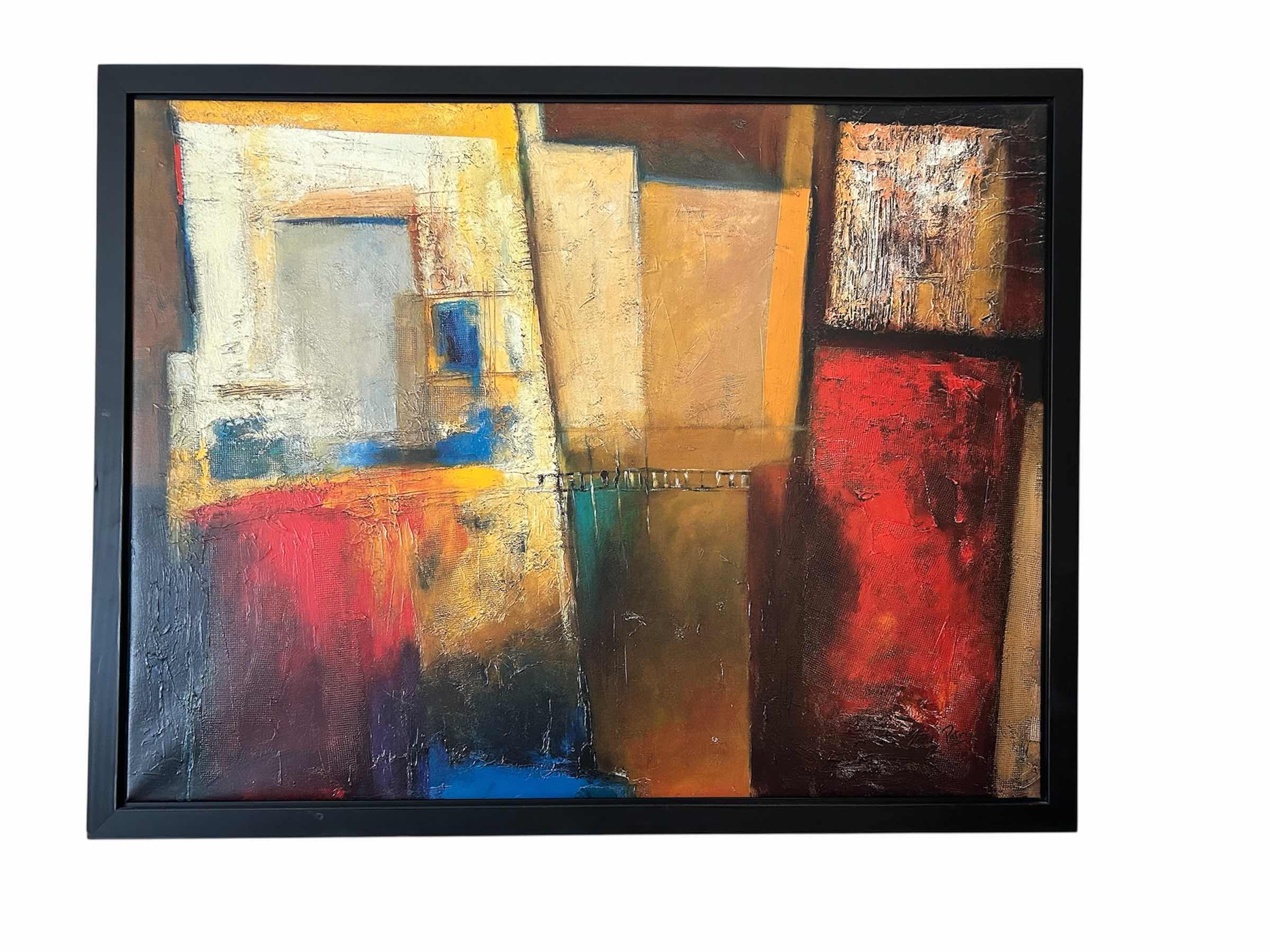 Photo 1 of MICHELE PATRIZIO FRAMED ABSTRACT PAINTING 50"X 39"