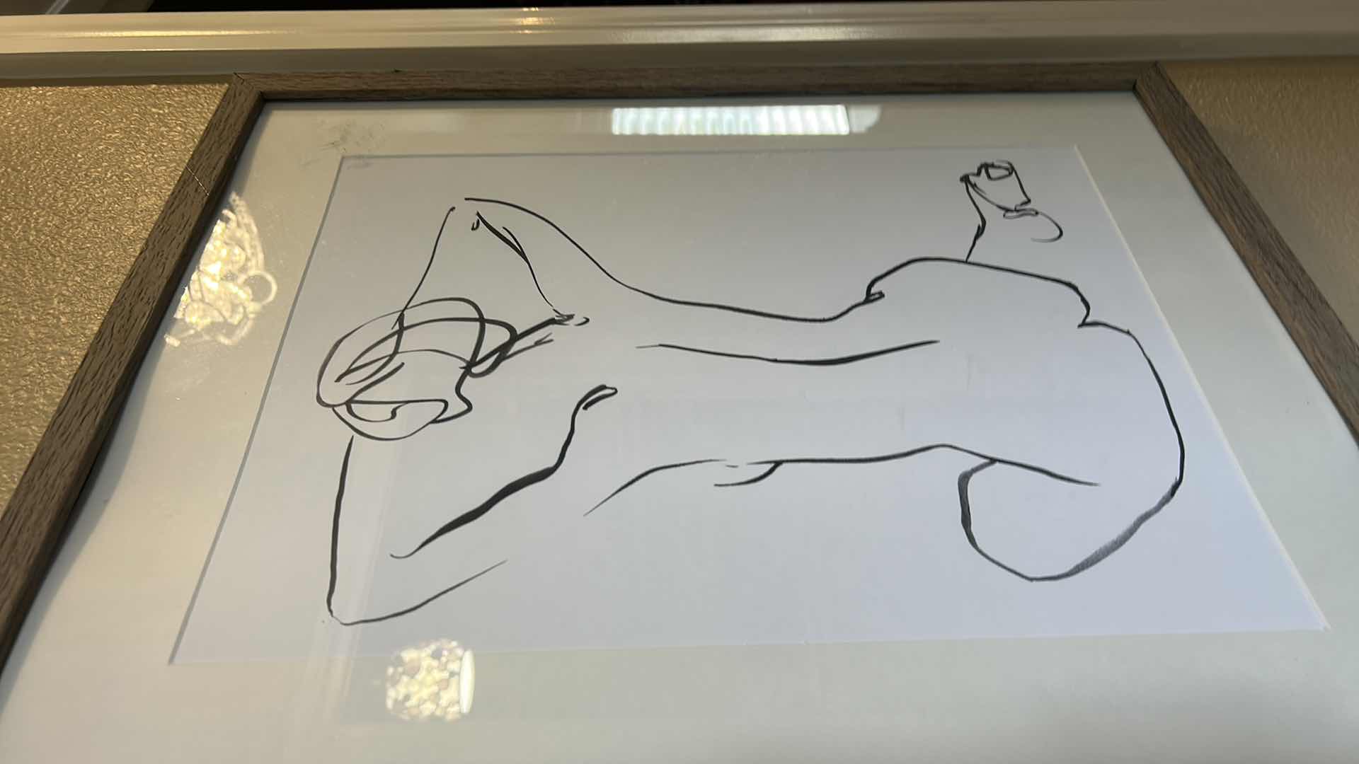 Photo 1 of WOOD FRAMED NUDE ARTWORK 17“ x H21“