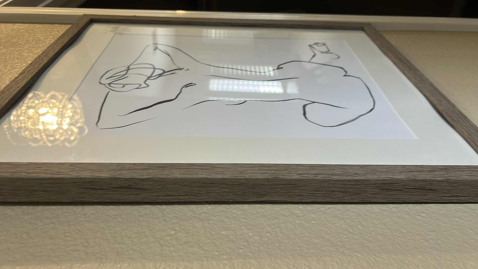 Photo 1 of WOOD FRAMED NUDE ARTWORK 17“ x H21“