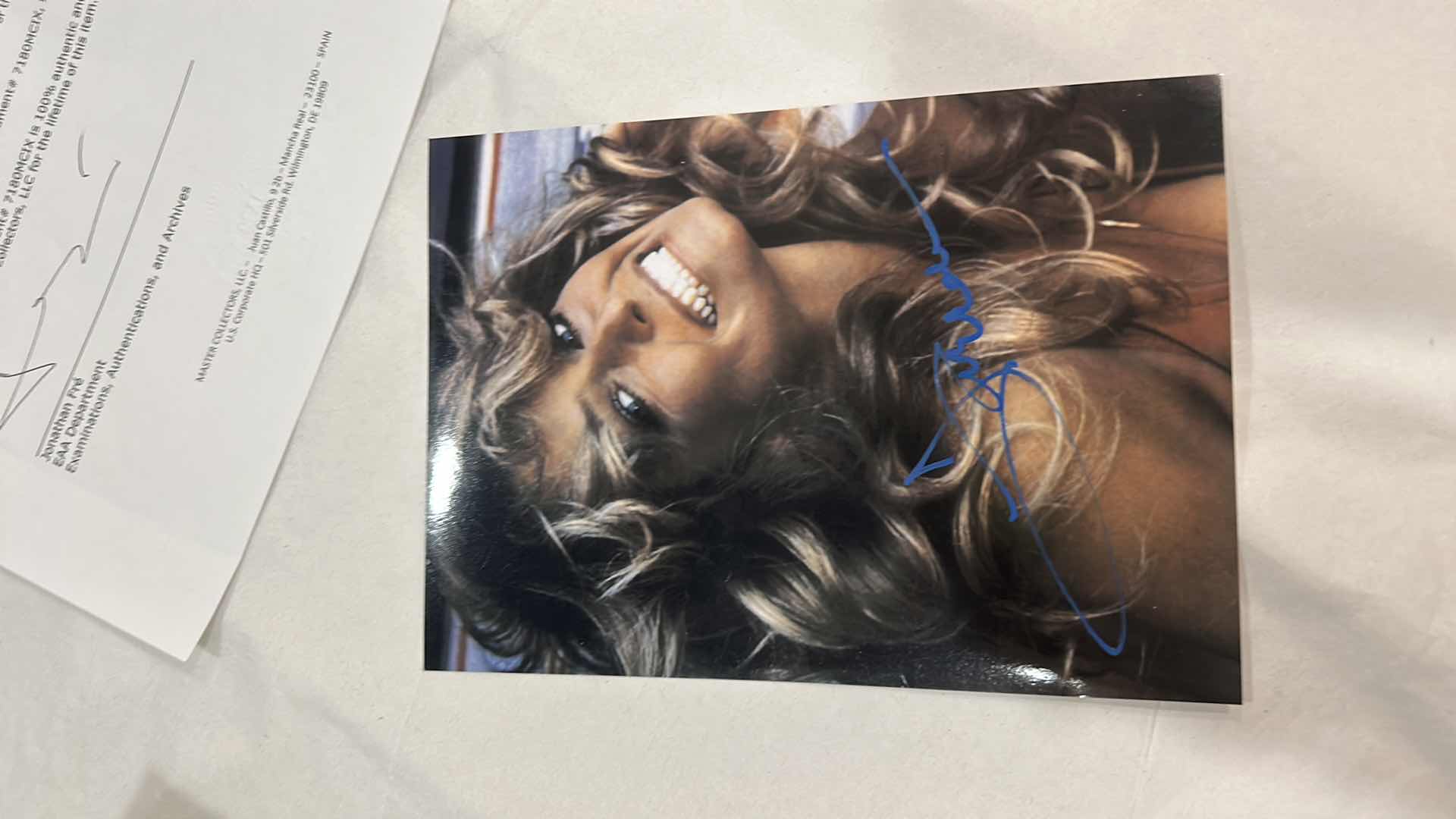 Photo 1 of AUTOGRAPHED FARRAH FAWCETT PHOTO WITH COA 4” x 6”