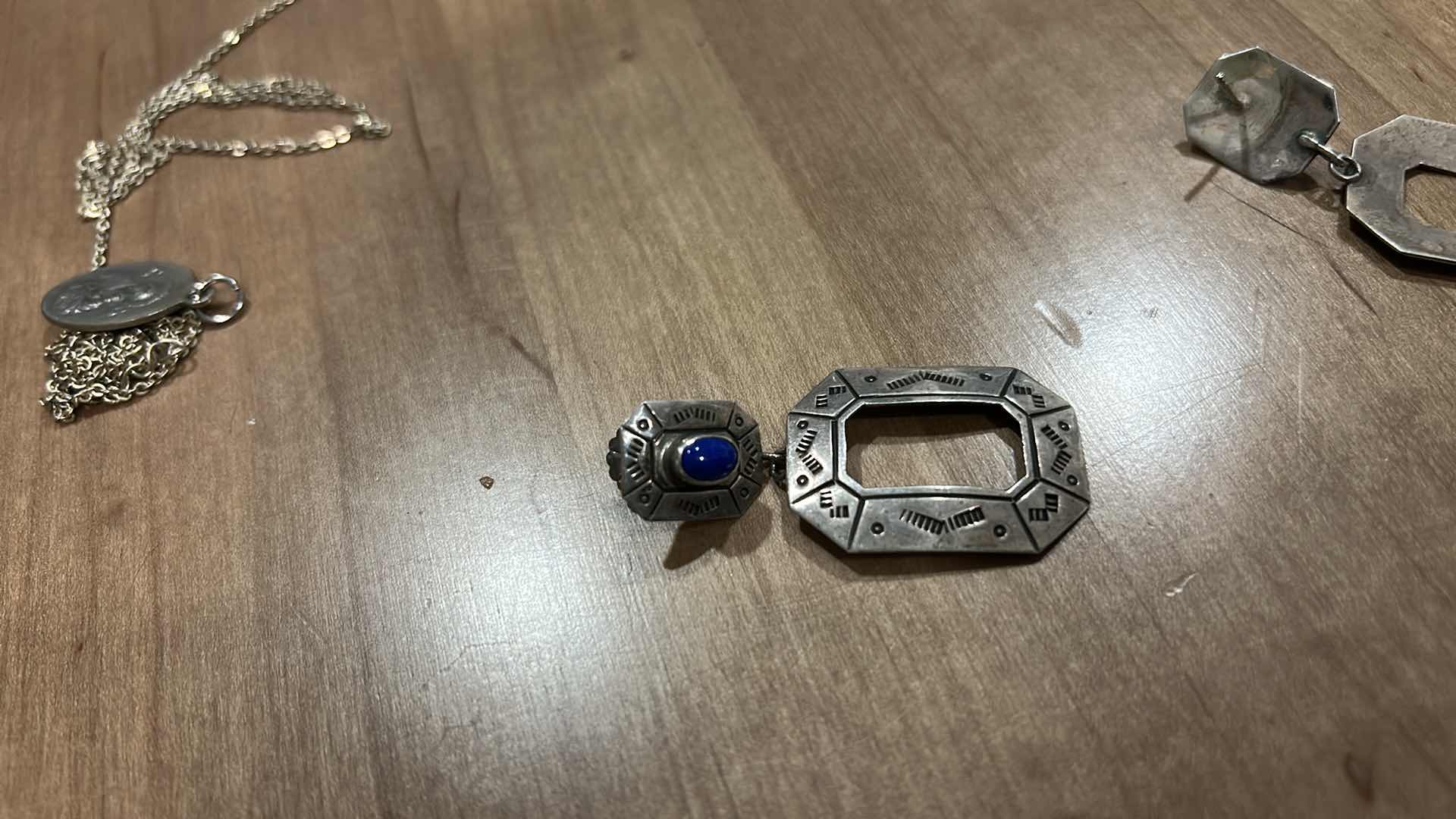 Photo 1 of STERLING SILVER 'LAPIS LAZULI STONE, NATIVE AMERICAN JEWELRY VINTAGE NAVAJO EARRINGS, 2” LONG