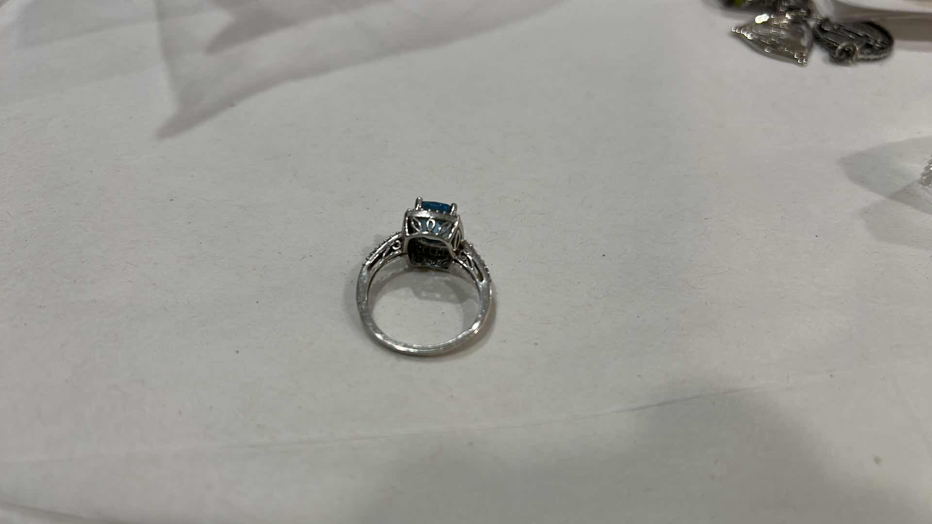 Photo 1 of STERLING SILVER BLUE TOPAZ HALO RING WITH CZ EST SIZE 8