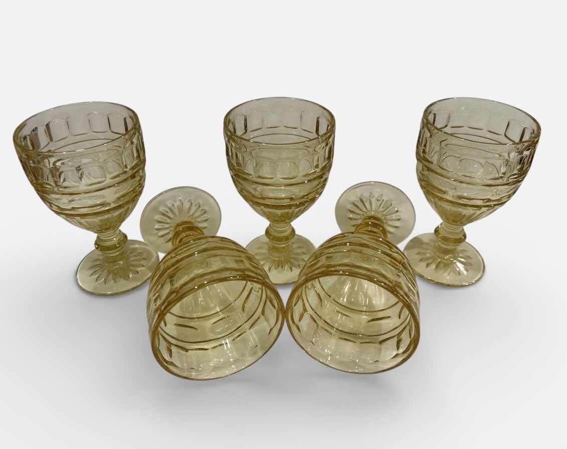 Photo 1 of 5 FOSTORIA HERMITAGE TOPAZ YELLOW WATER GOBLET, PRODUCED BY THE FOSTORIA GLASS COMPANY BETWEEN 1932 AND 1936.