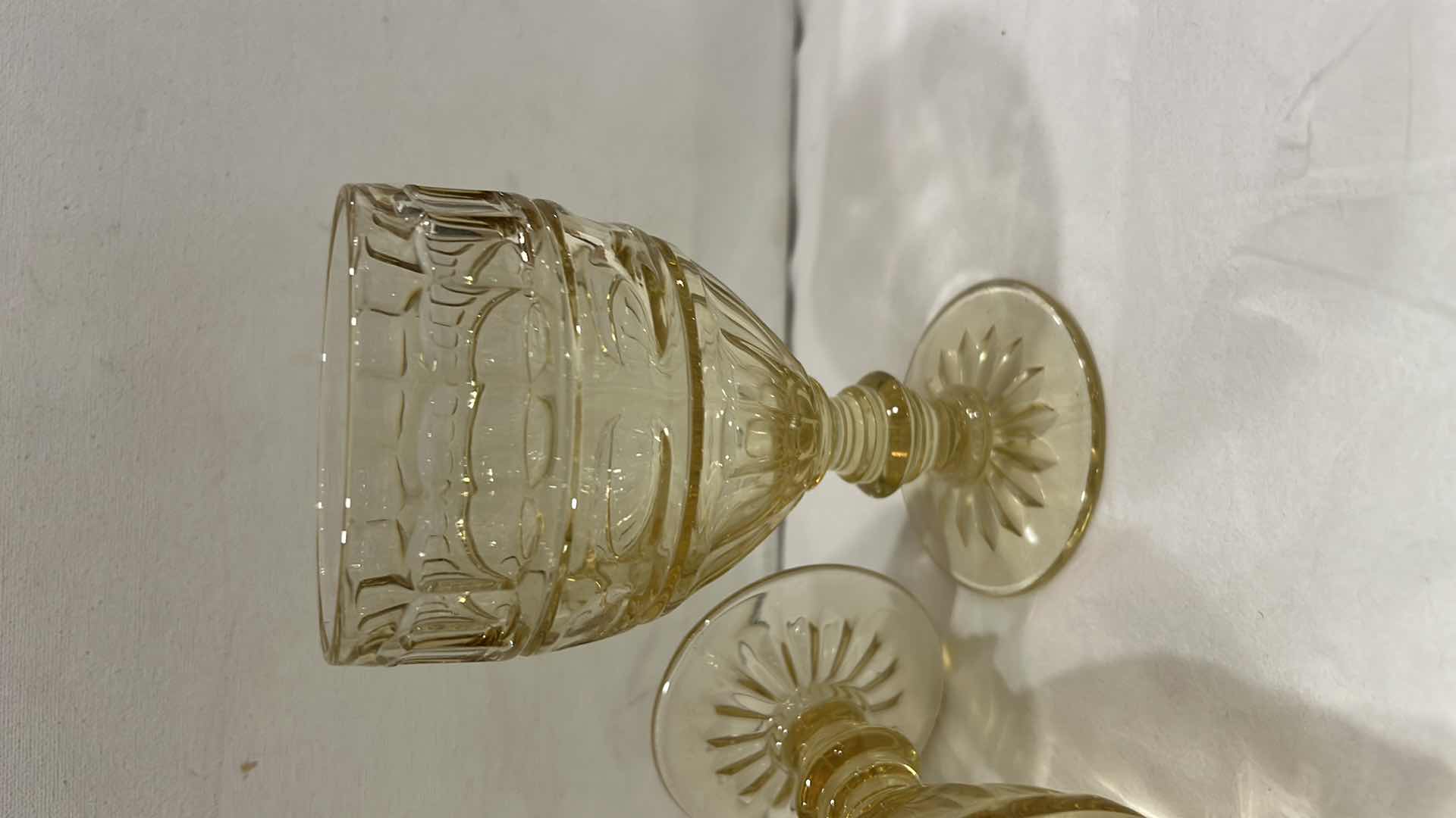 Photo 1 of 5 FOSTORIA HERMITAGE TOPAZ YELLOW WATER GOBLET, PRODUCED BY THE FOSTORIA GLASS COMPANY BETWEEN 1932 AND 1936.