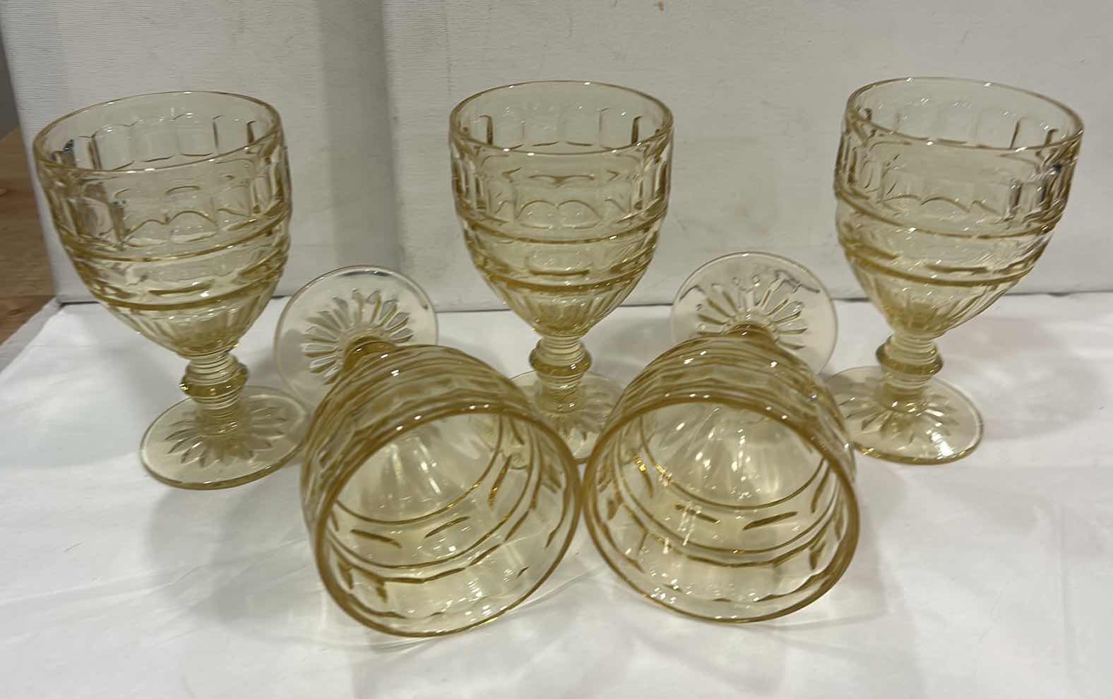 Photo 1 of 5 FOSTORIA HERMITAGE TOPAZ YELLOW WATER GOBLET, PRODUCED BY THE FOSTORIA GLASS COMPANY BETWEEN 1932 AND 1936.