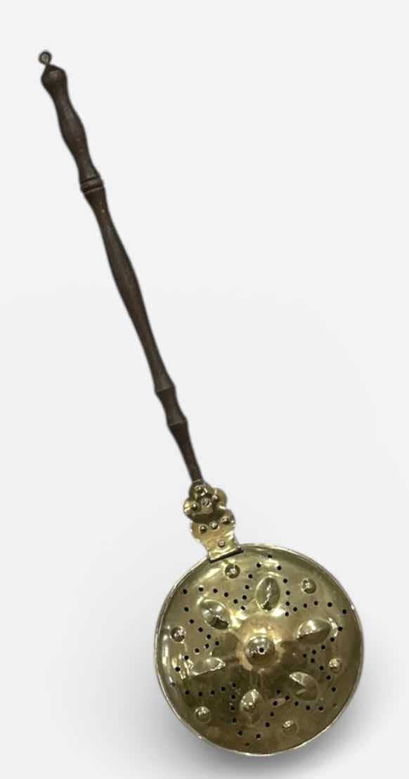 Photo 1 of BRASS AND COPPER BED WARMER WITH WOODEN HANDLE, HOLLAND