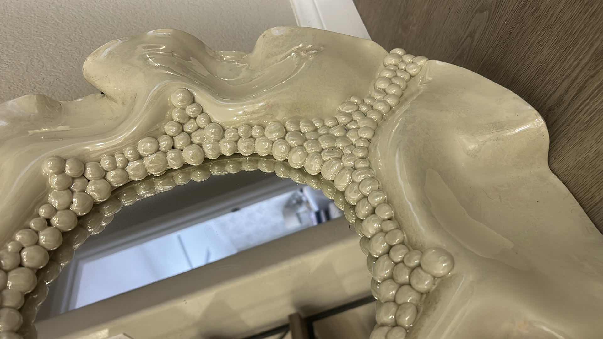 Photo 1 of HANDMADE CERAMIC “PEARLS” MIRROR 22” x 22”