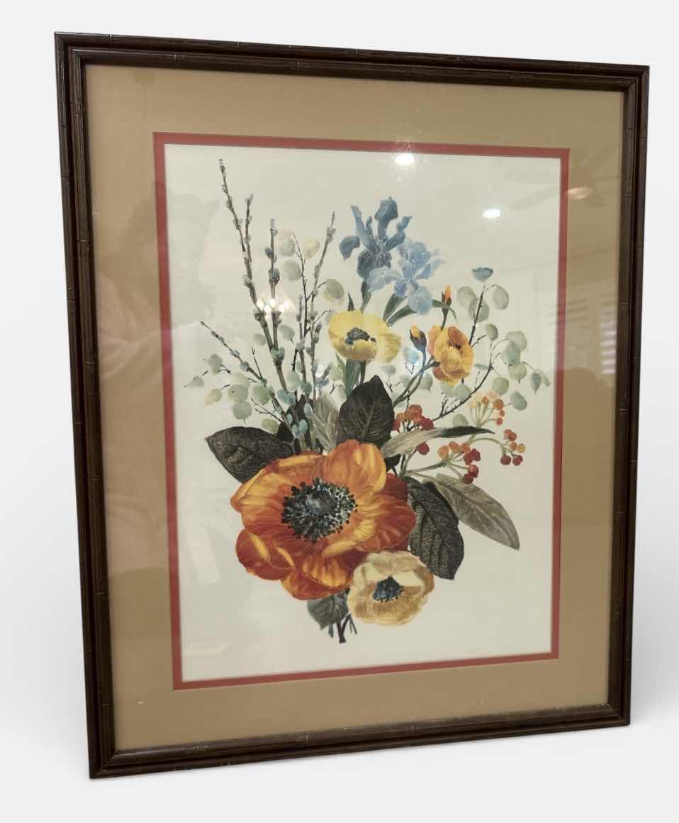 Photo 1 of 1970’s WOOD FRAMED, FLORAL”FLOWERS BY TURNER WALL ACCESSORY” ARTWORK 26“ x H32“