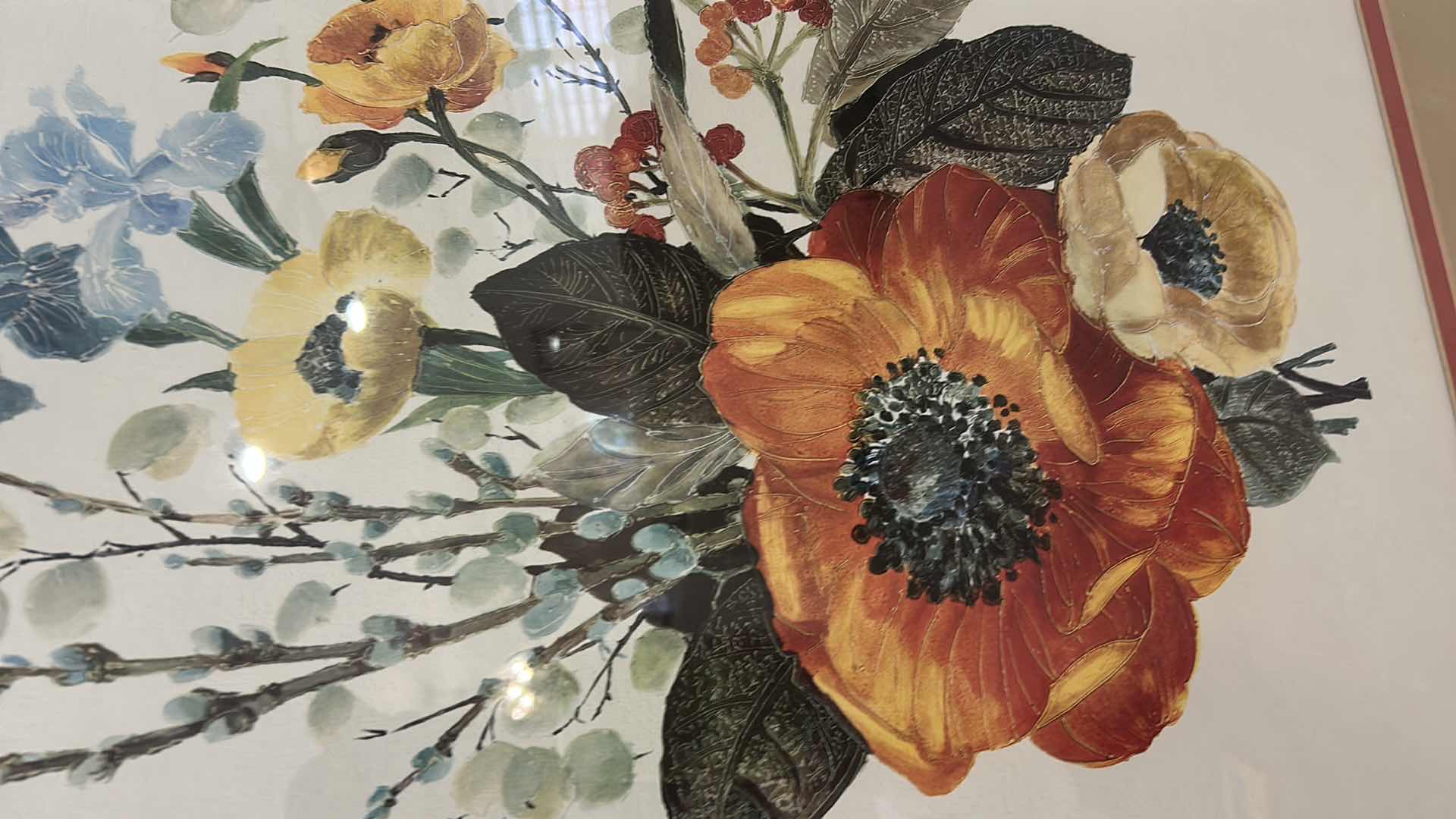 Photo 1 of 1970’s WOOD FRAMED, FLORAL”FLOWERS BY TURNER WALL ACCESSORY” ARTWORK 26“ x H32“