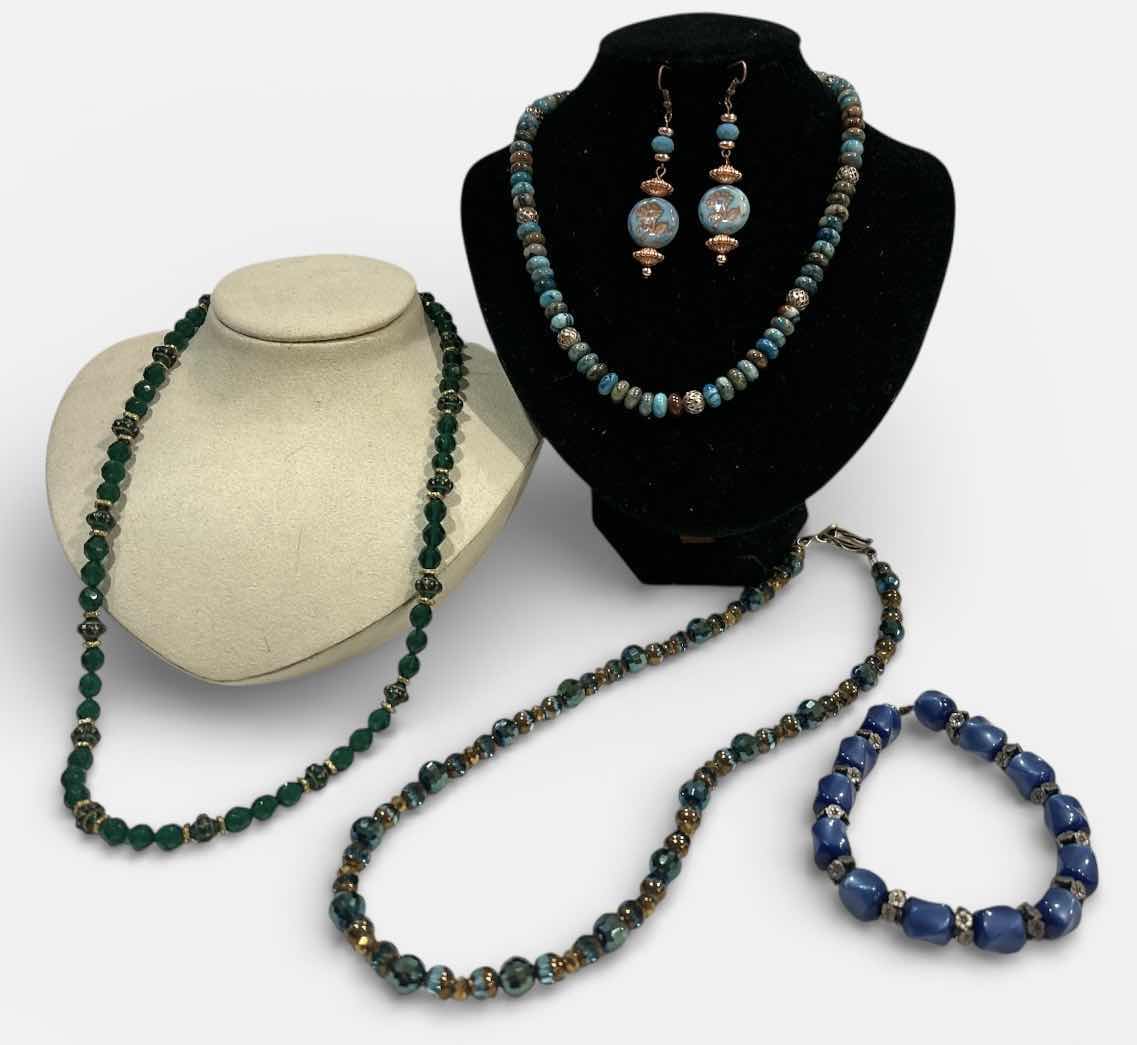 Photo 1 of FASHION JEWELRY- 3 NECKLACES & 1 BRACELET, 1 EARRINGS