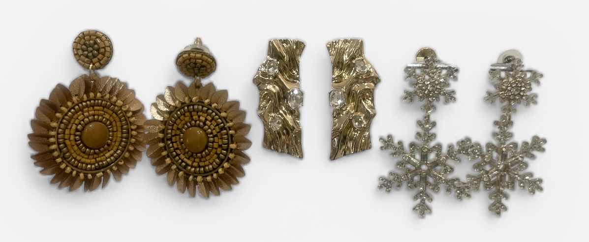 Photo 1 of FASHION JEWELRY- 3 PAIRS PIERCED EARRINGS