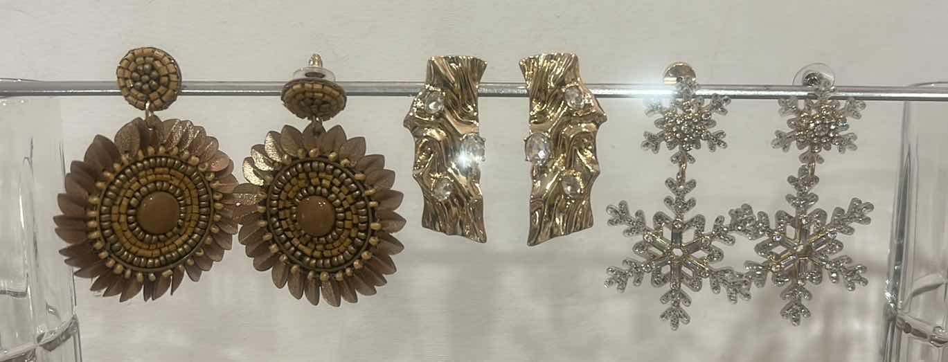 Photo 1 of FASHION JEWELRY- 3 PAIRS PIERCED EARRINGS