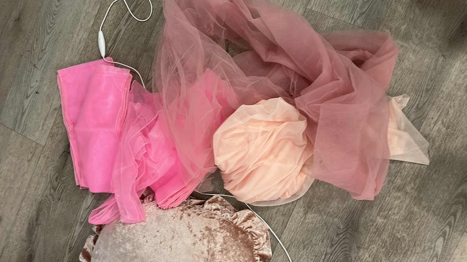 Photo 1 of PINK AND RED PARTY DECORATIONS, 2 NEW LONG RECTANGLE WHITE TABLECLOTH, LIGHT UP LOVE SIGN, BOWS, BALLOONS, CHAIR COVERD, CHAIR SASHES, FLORAL AND MORE