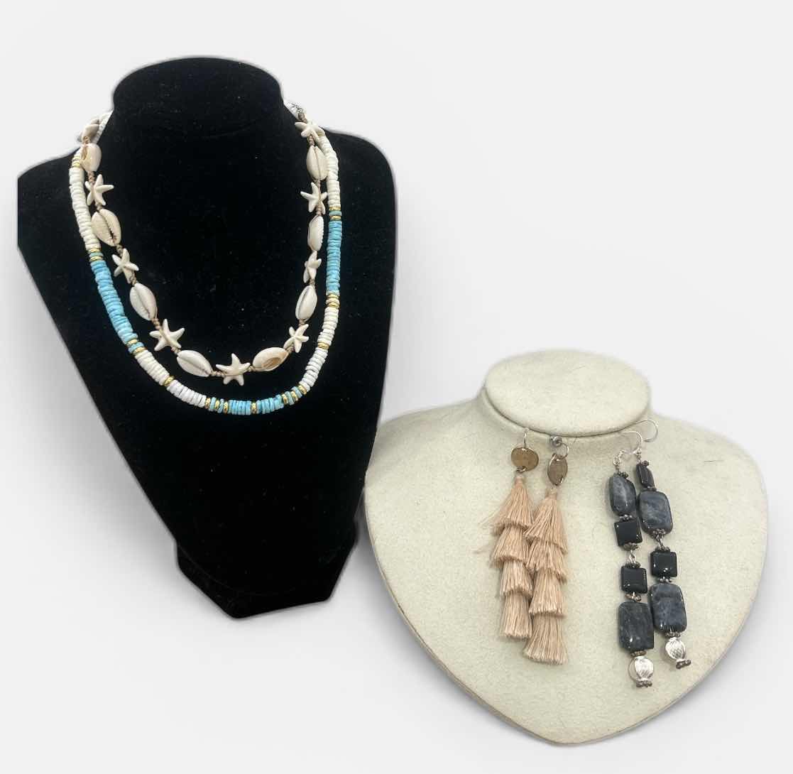 Photo 1 of FASHION JEWELRY- 2 NECKLACES AND 2 PAIRS OF PIERCED EARRINGS