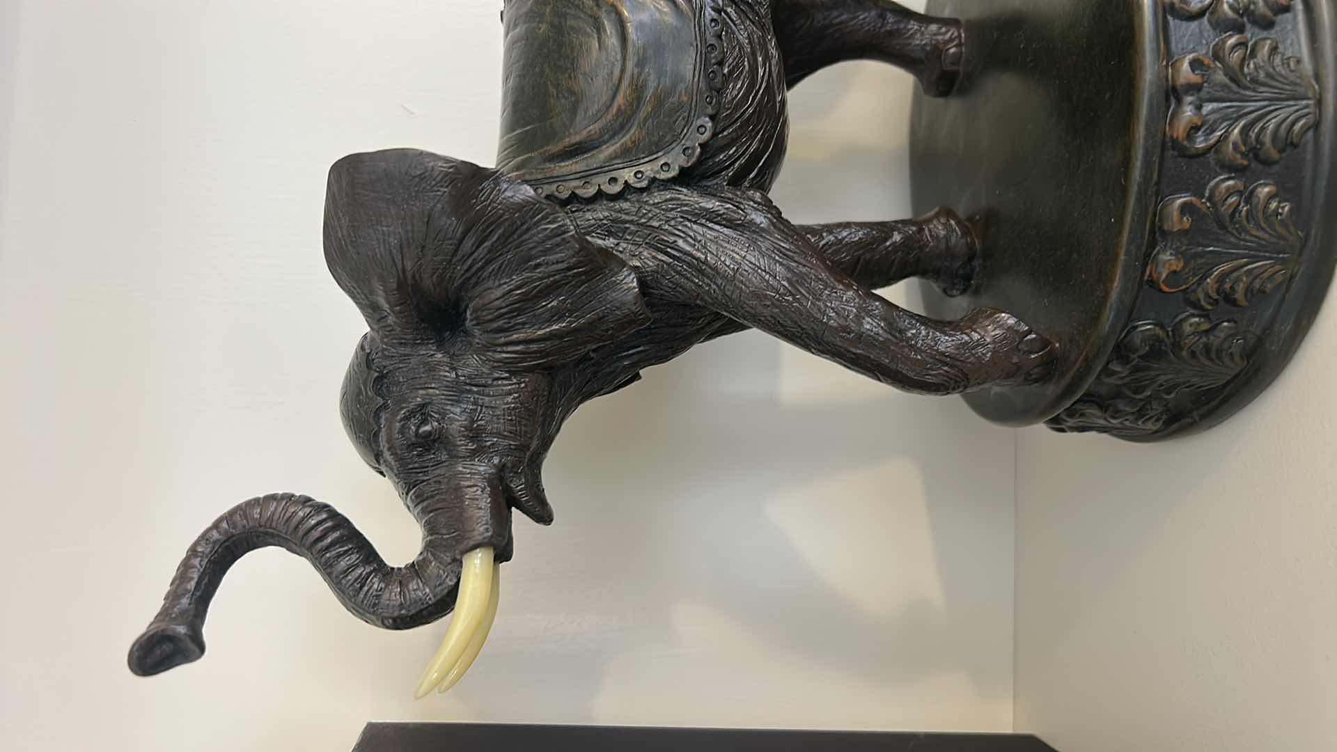 Photo 1 of 2 ELEPHANT FIGURINES, (LARGEST WOOD AND PLASTER H11”)