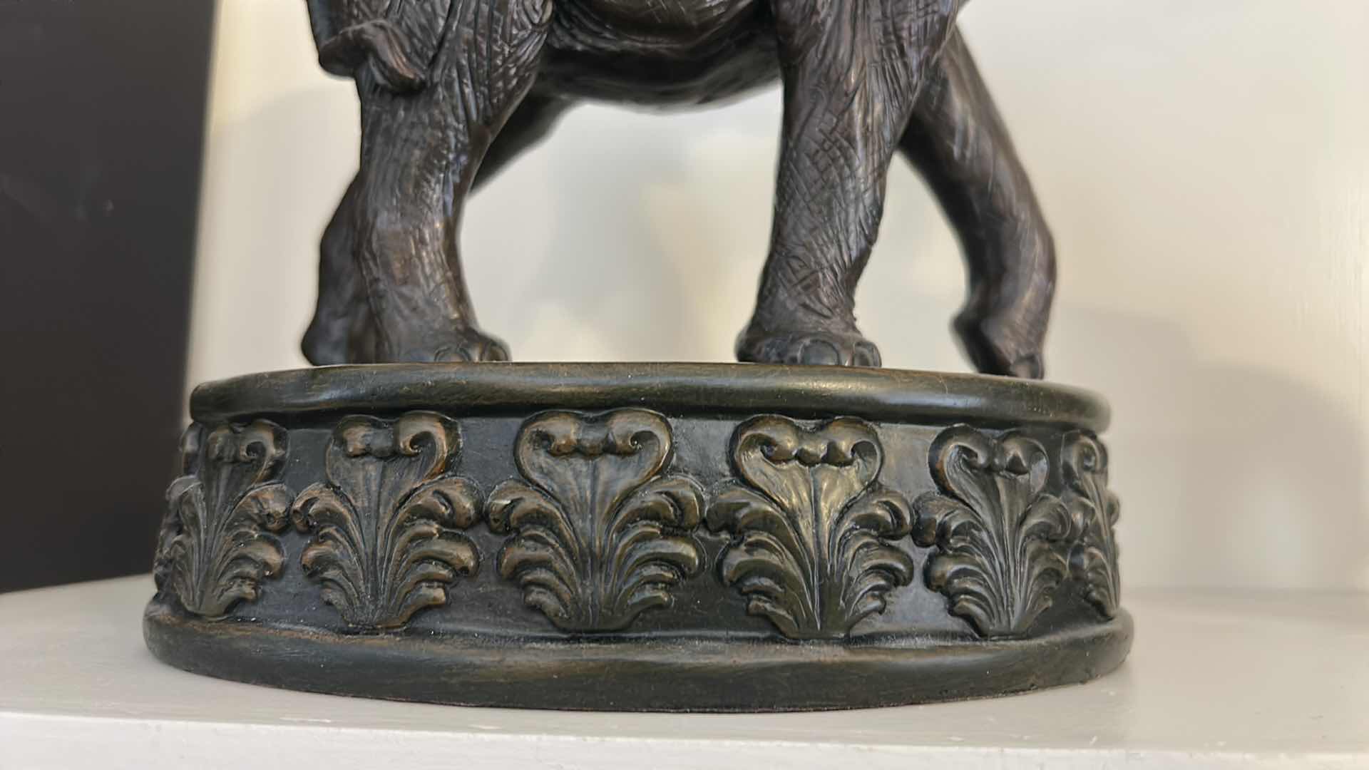 Photo 1 of 2 ELEPHANT FIGURINES, (LARGEST WOOD AND PLASTER H11”)