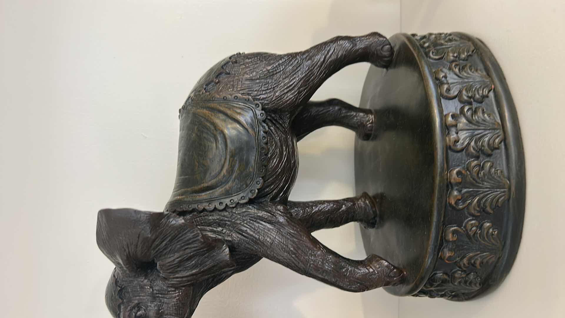 Photo 1 of 2 ELEPHANT FIGURINES, (LARGEST WOOD AND PLASTER H11”)