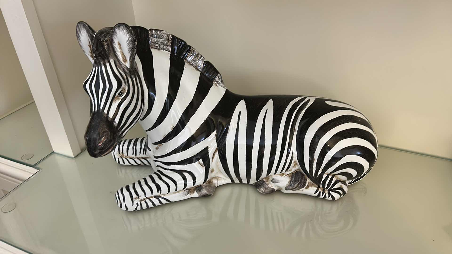 Photo 1 of 2 PORCELAIN ZEBRAS (LARGEST 17” x H10 1/2”)