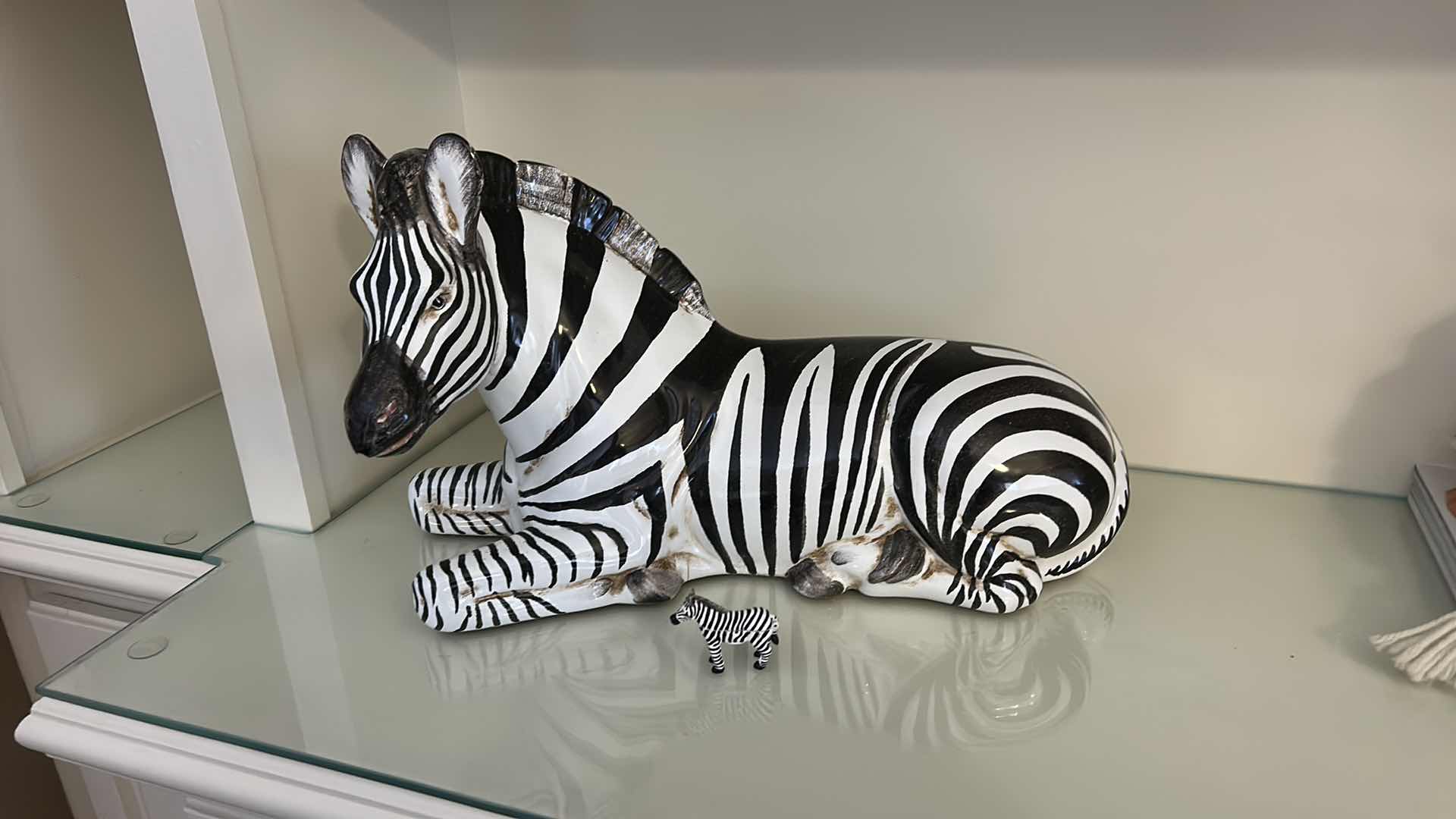 Photo 1 of 2 PORCELAIN ZEBRAS (LARGEST 17” x H10 1/2”)