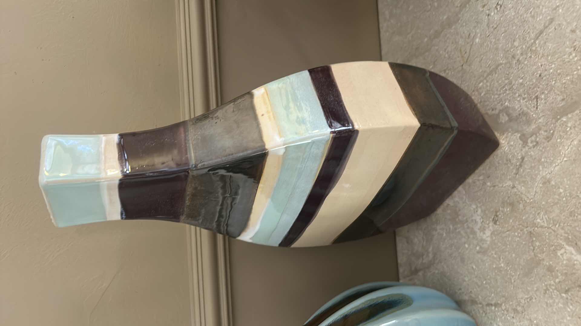 Photo 1 of 2 GLAZED POTTERY VASES (TALLEST H12”)