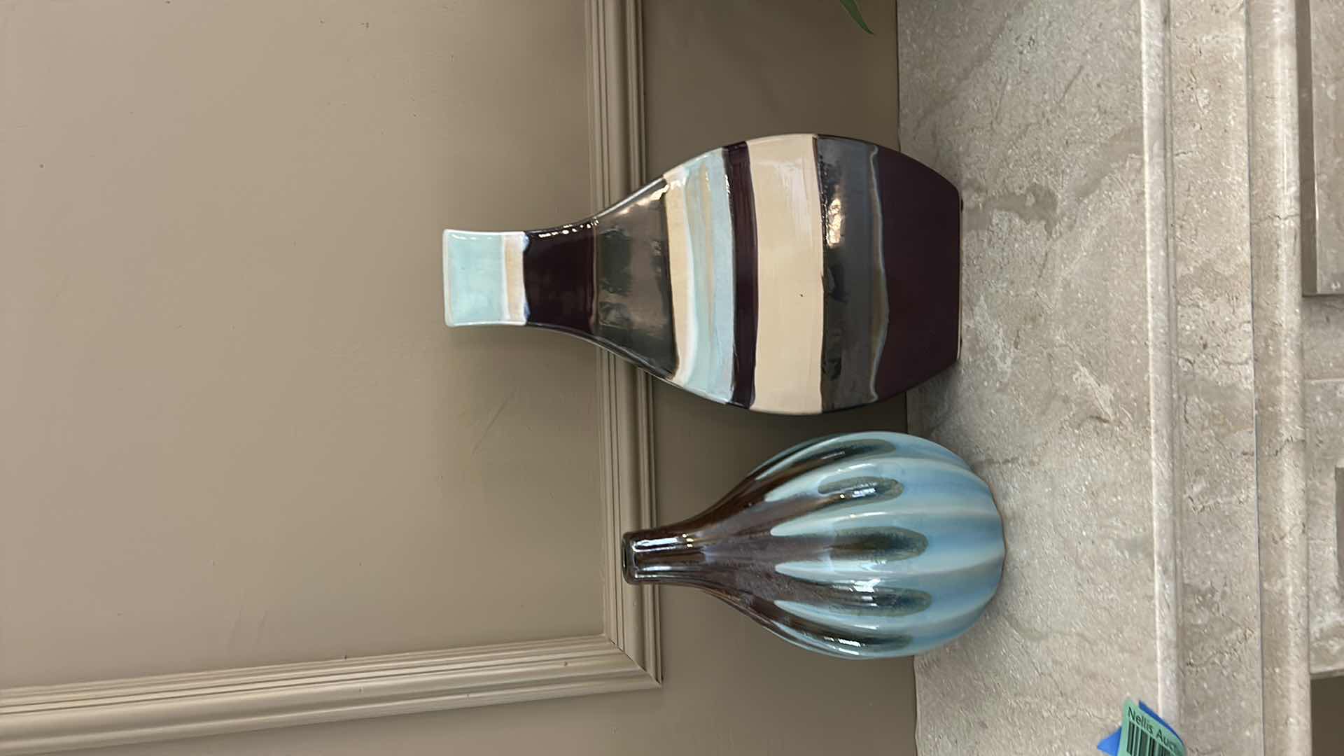 Photo 1 of 2 GLAZED POTTERY VASES (TALLEST H12”)