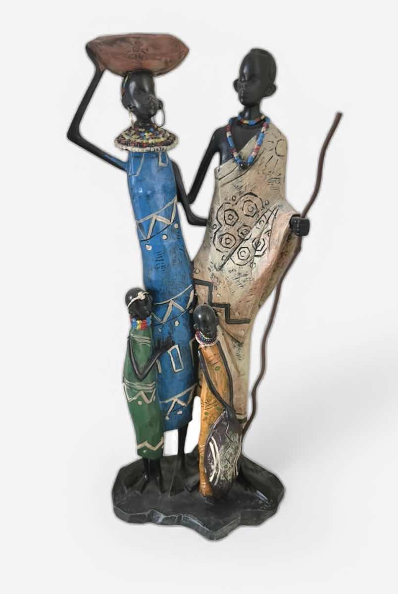 Photo 1 of AFRICAN TRIBAL FAMILY SCULPTURE ~ RESIN COMPOSITE H10”