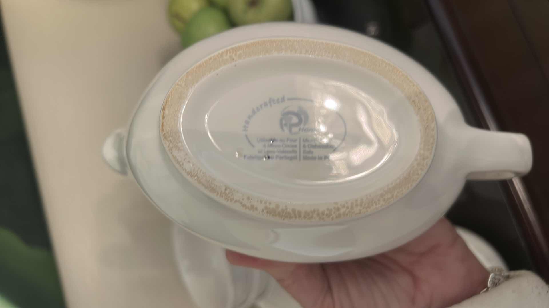 Photo 1 of 21 PC WHITE PORCELAIN DINNERWARE AND BOWL WITH FAUX APPLES