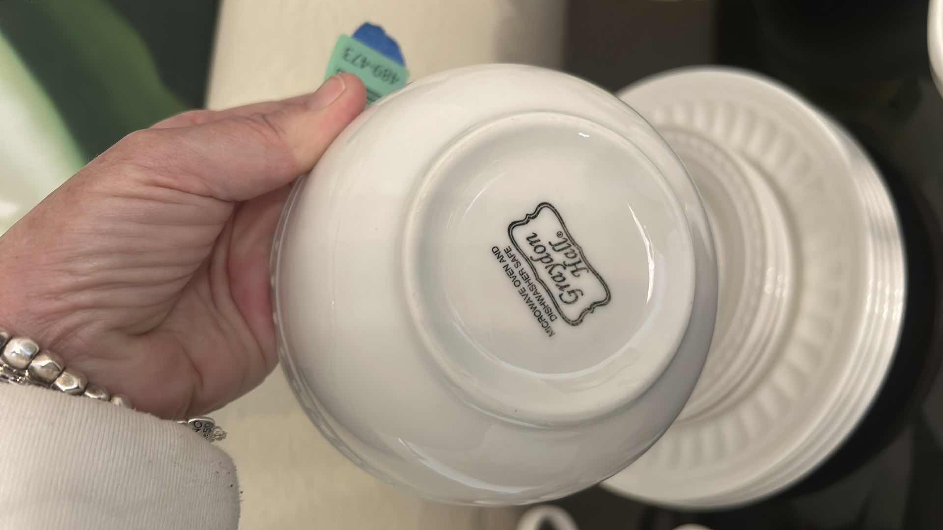 Photo 1 of 21 PC WHITE PORCELAIN DINNERWARE AND BOWL WITH FAUX APPLES