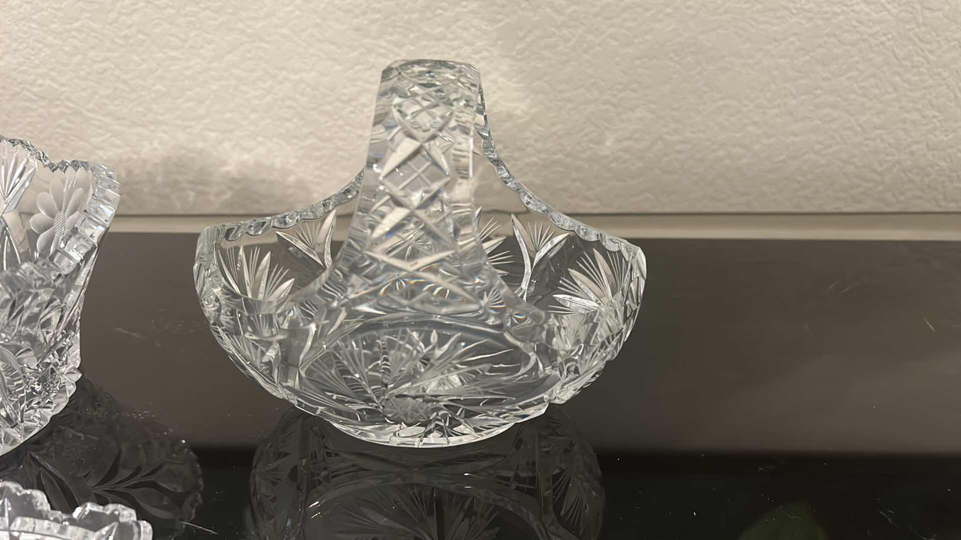 Photo 1 of 3 PC VINTAGE CUT CRYSTAL PIECES (BASKET H6”)
