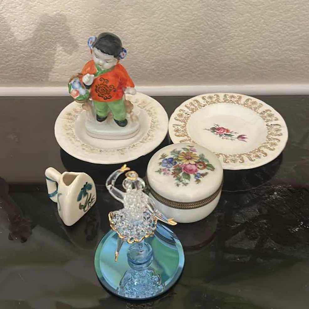 Photo 1 of 6 PC VINTAGE HOME DECOR, PORCELAIN AND GLASS BALLERINA H5”