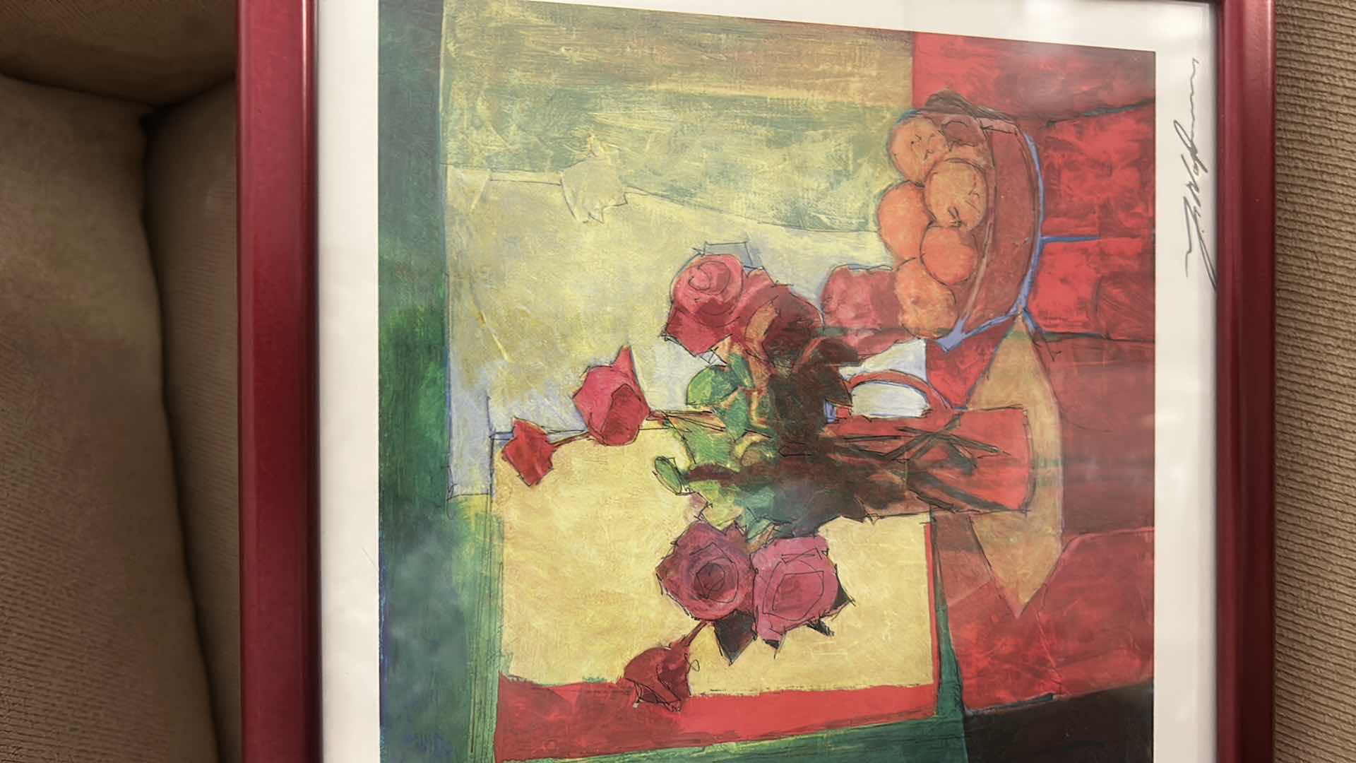 Photo 1 of FRAMED ARTWORK, SERIOLITHOGRAPH PRINT TITLED “BREAKFAST TABLE” BY ARTIST YUVAL WOLFSON. ARTWORK WITH COA