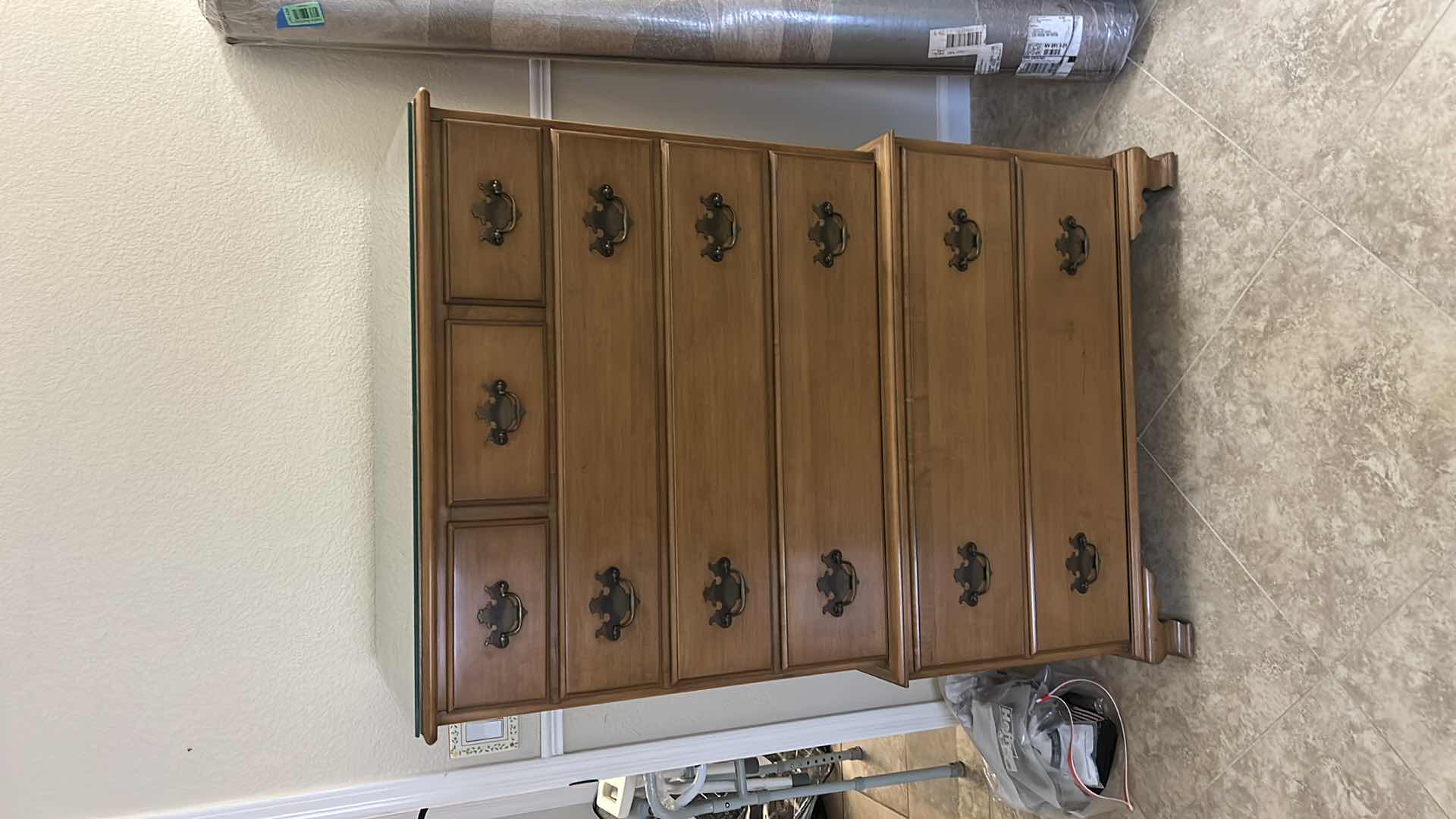 Photo 1 of VINTAGE DRESSER, SOLID MAPLE HI-BOY CHEST, MANUFACTURED BY BEALS OF PORTLAND, MAINE, 35” x 21 1/2“ x H51“