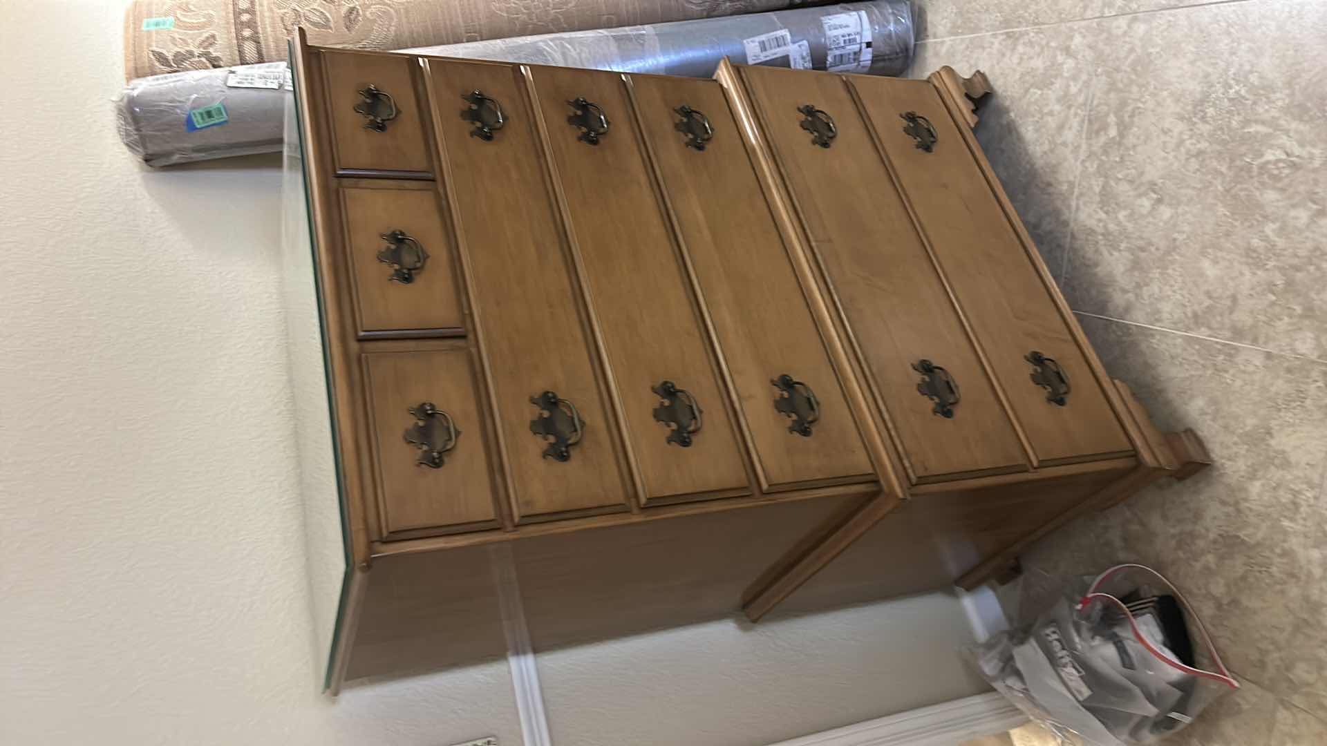 Photo 1 of VINTAGE DRESSER, SOLID MAPLE HI-BOY CHEST, MANUFACTURED BY BEALS OF PORTLAND, MAINE, 35” x 21 1/2“ x H51“