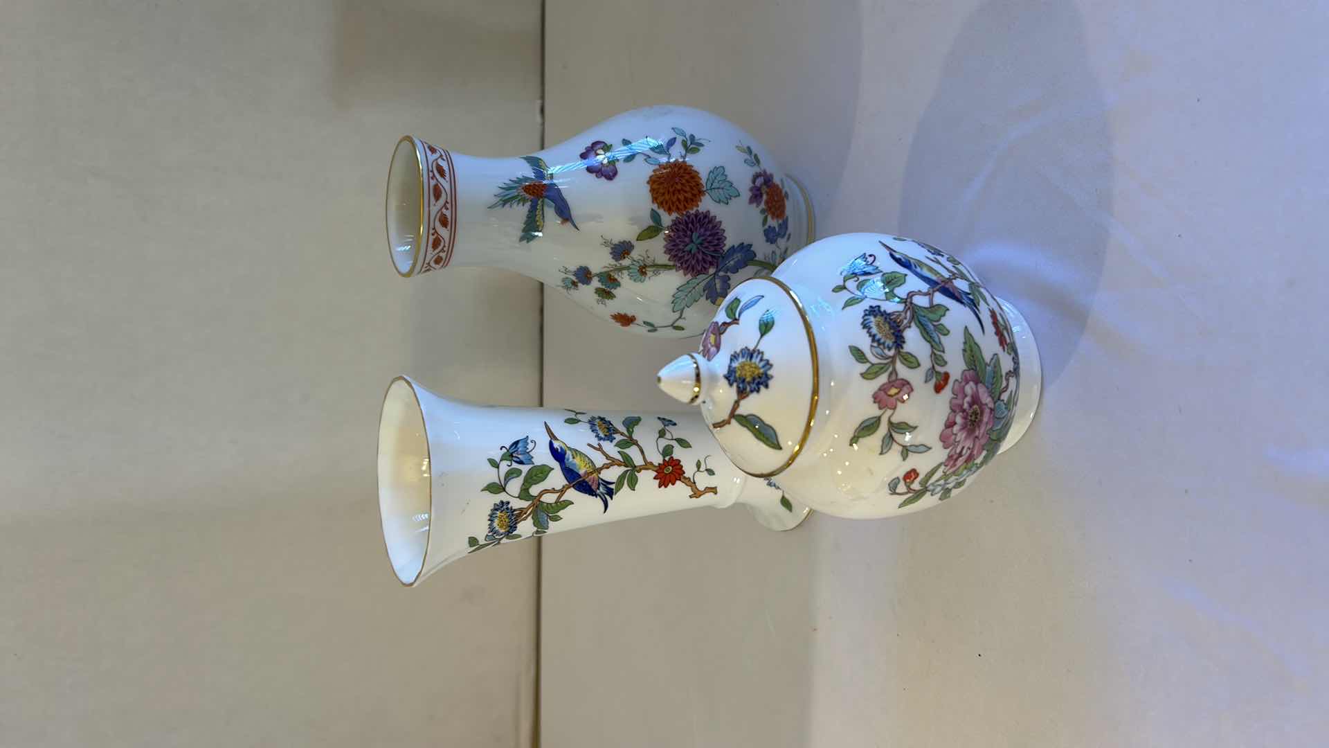 Photo 1 of ASSORTED SMALL BONE CHINA VASES GINGER JAR